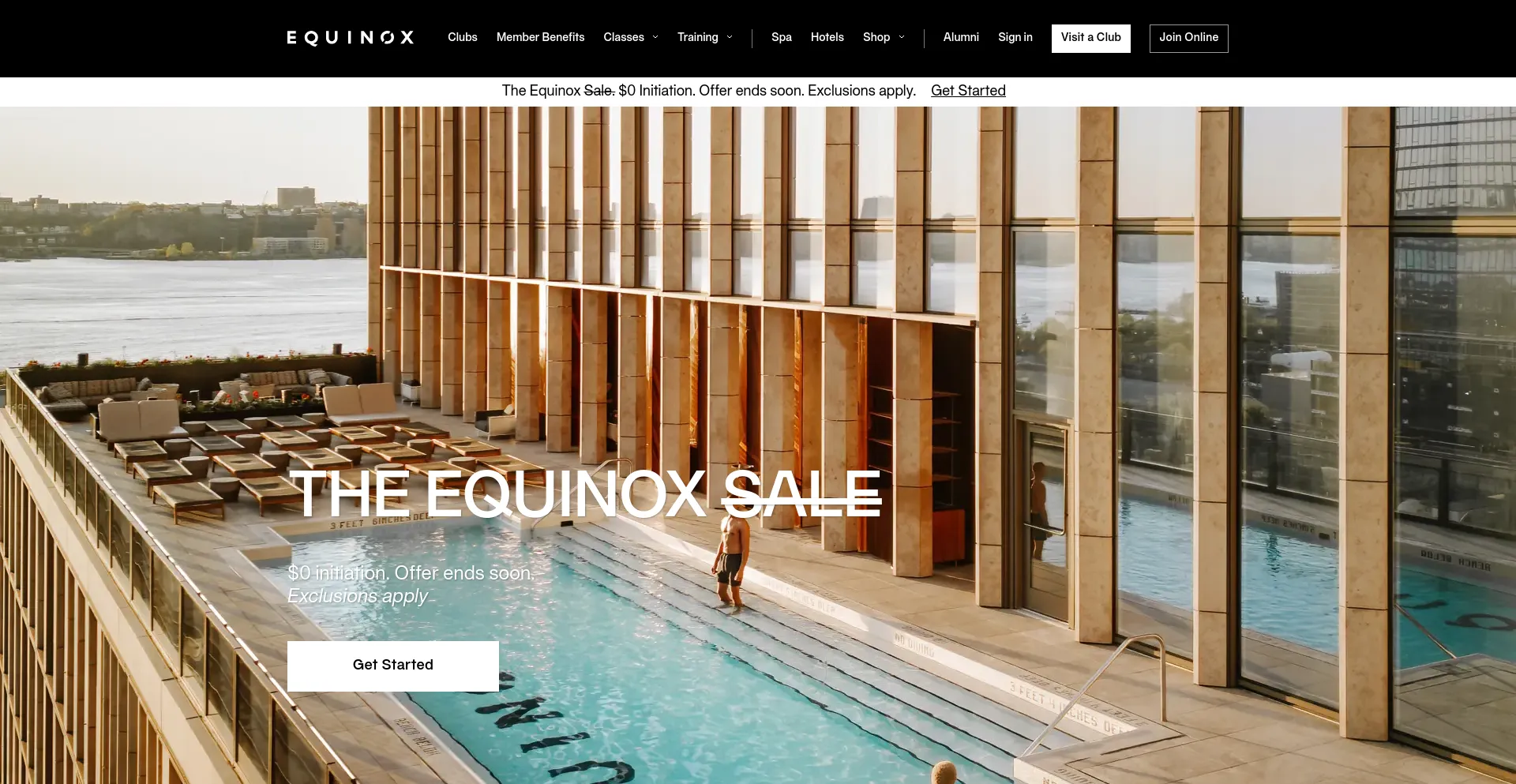 Screenshot of equinox.com homepage