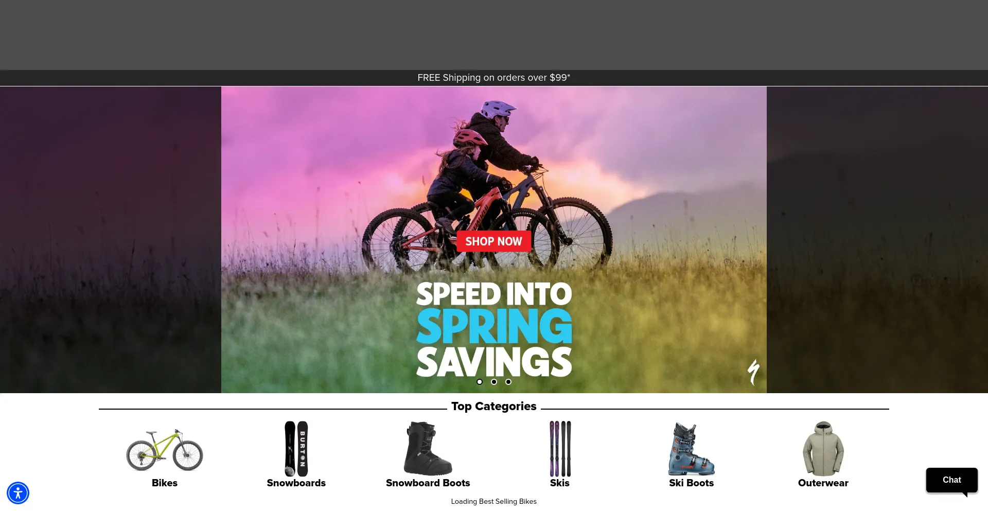 Screenshot of eriksbikeshop.com homepage