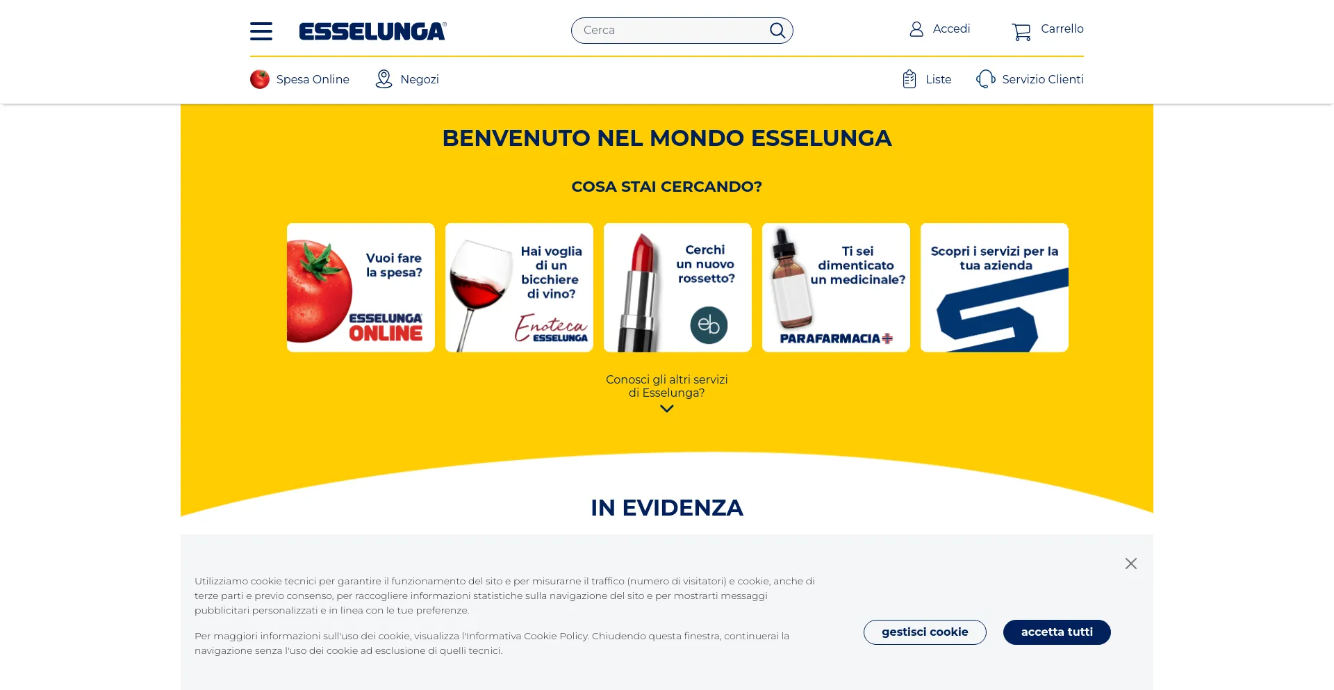 Screenshot of esselunga.it homepage