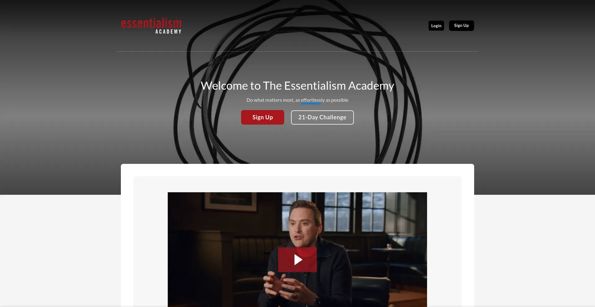 Screenshot of essentialism.com homepage