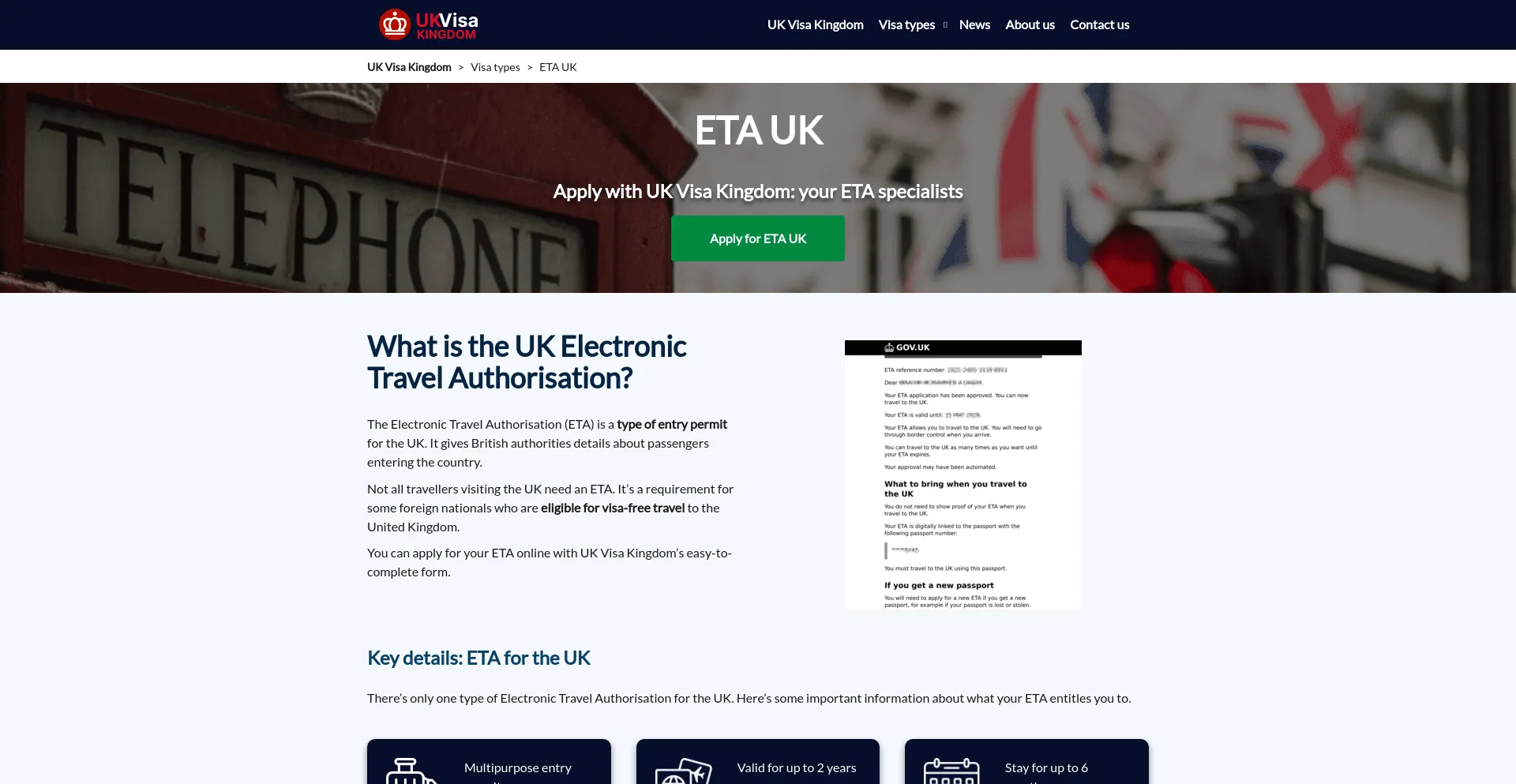 Screenshot of etauk.uk homepage