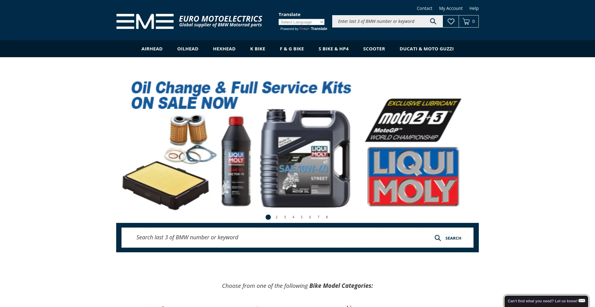 Screenshot of euromotoelectrics.com homepage