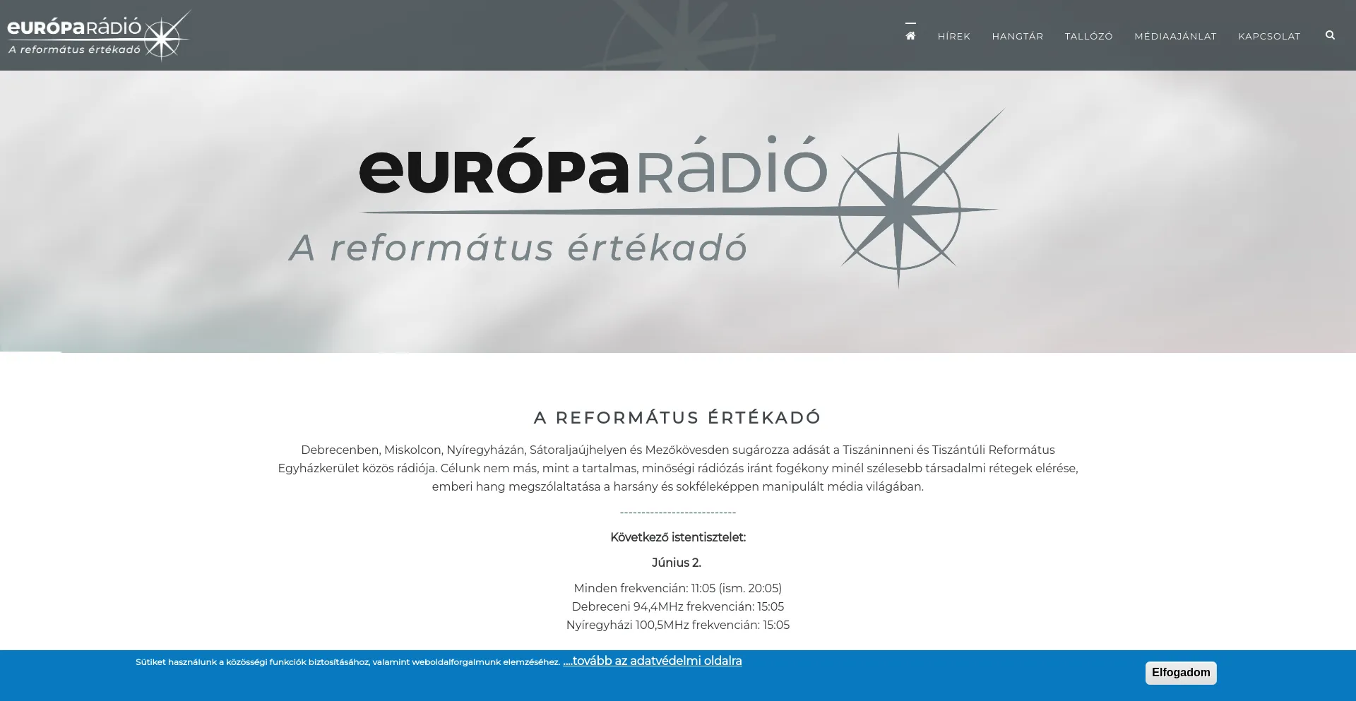 Screenshot of europaradio.hu homepage