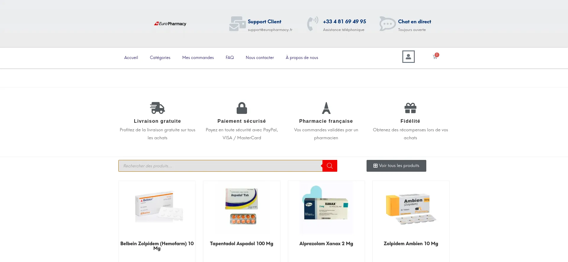 Screenshot of europharmacy.fr homepage