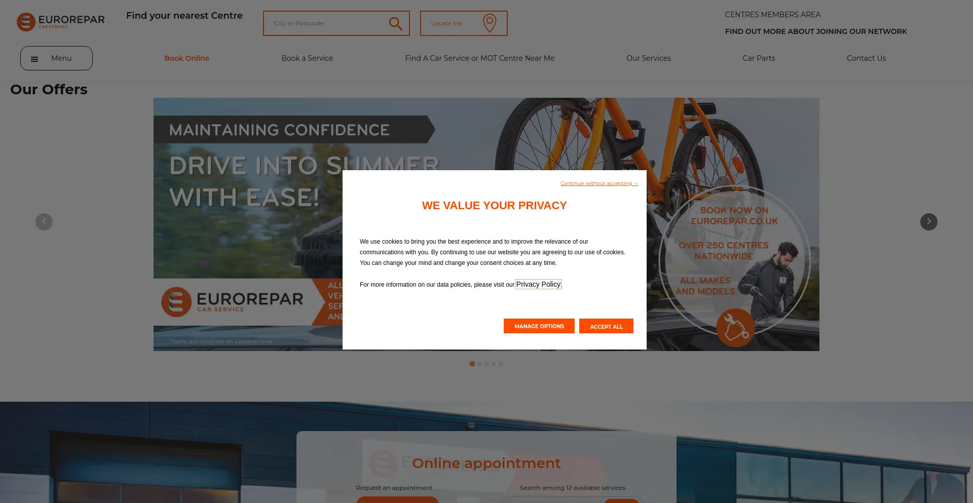 Screenshot of eurorepar.co.uk homepage