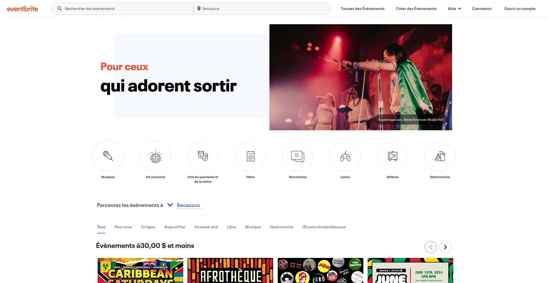 Screenshot of eventbrite.fr homepage