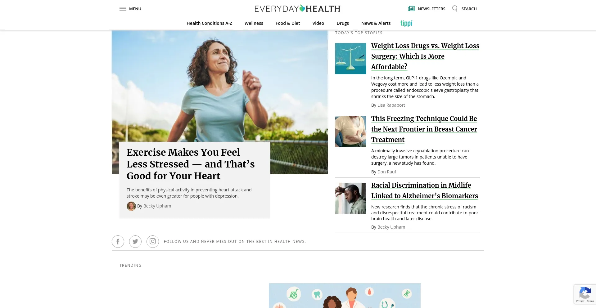 Screenshot of everydayhealth.com homepage