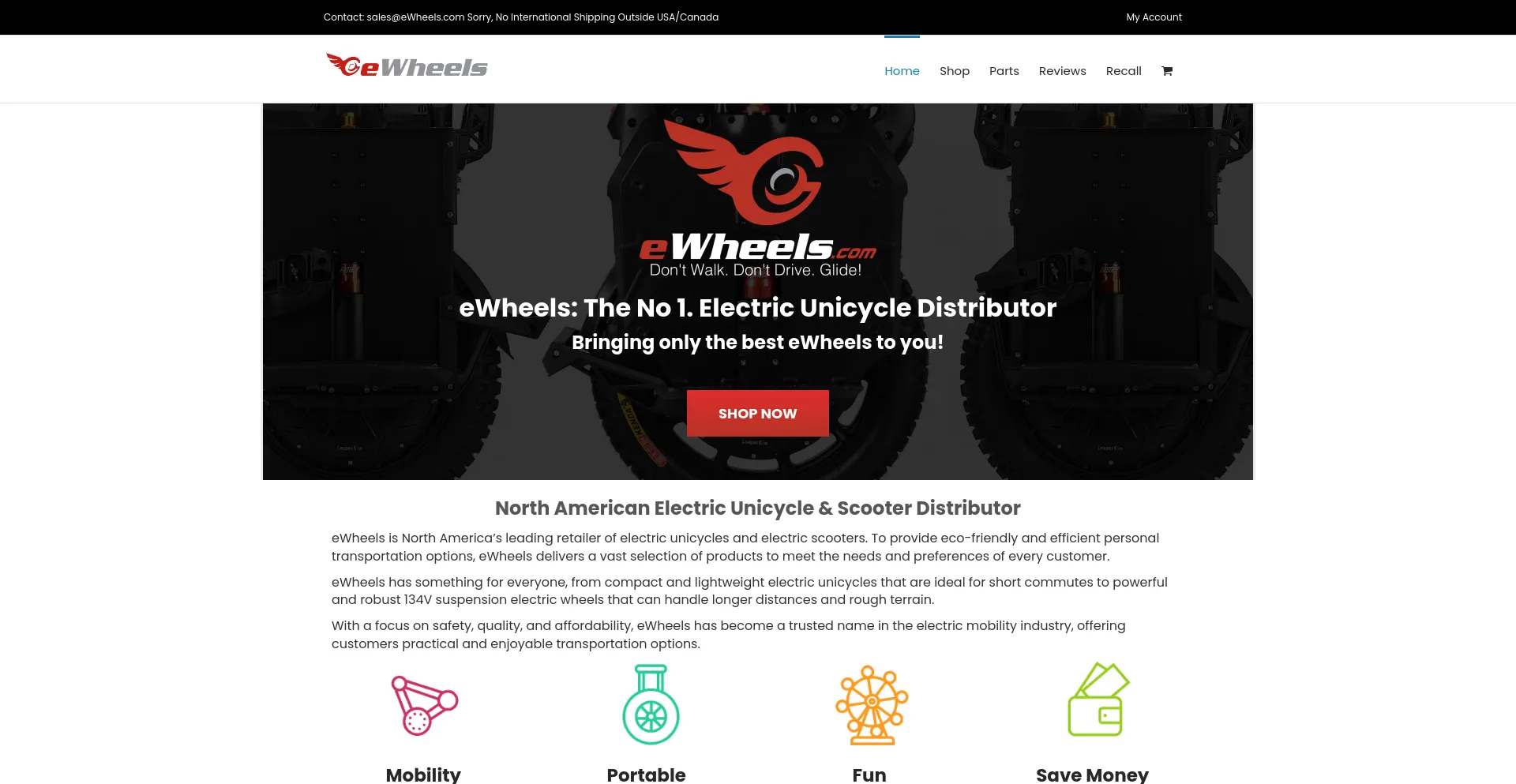 Screenshot of ewheels.com homepage