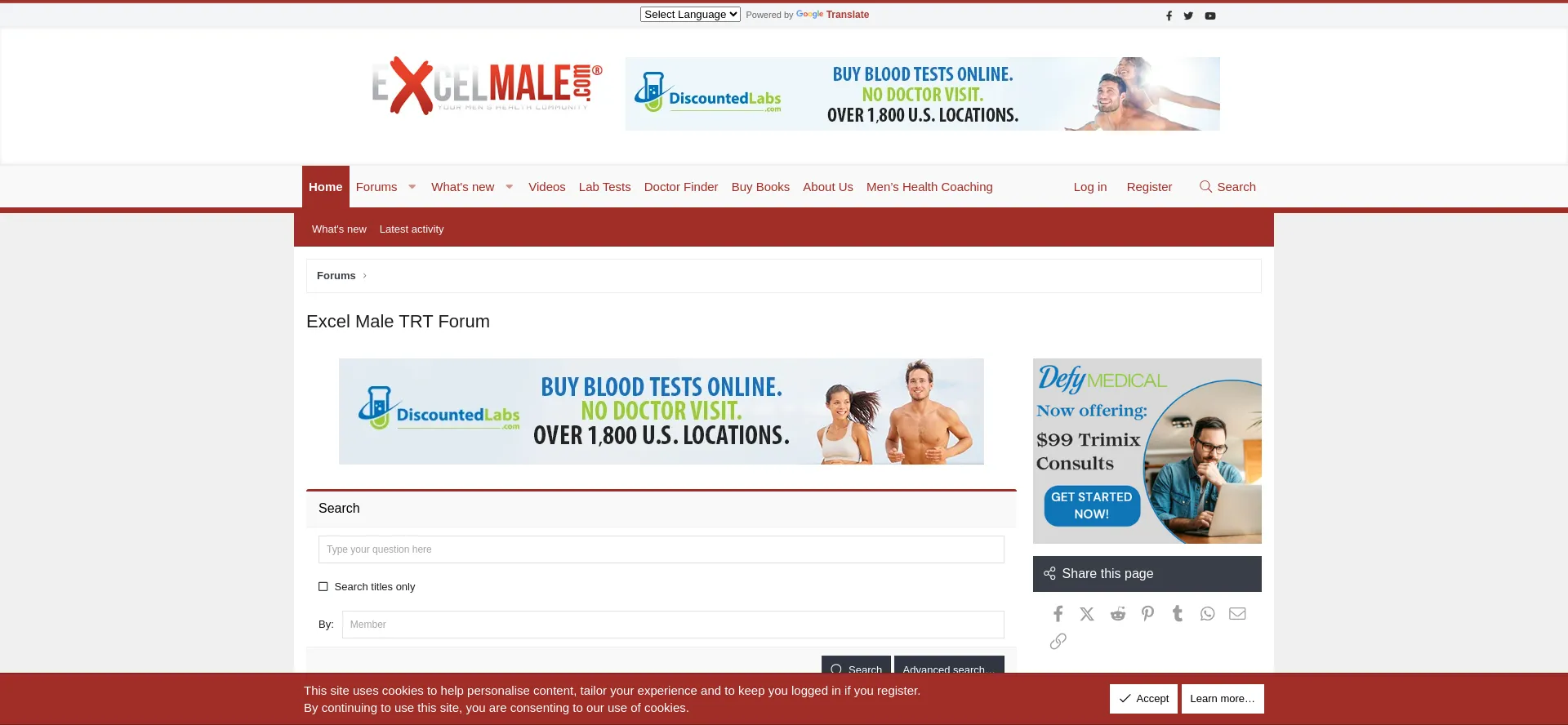 Screenshot of excelmale.com homepage