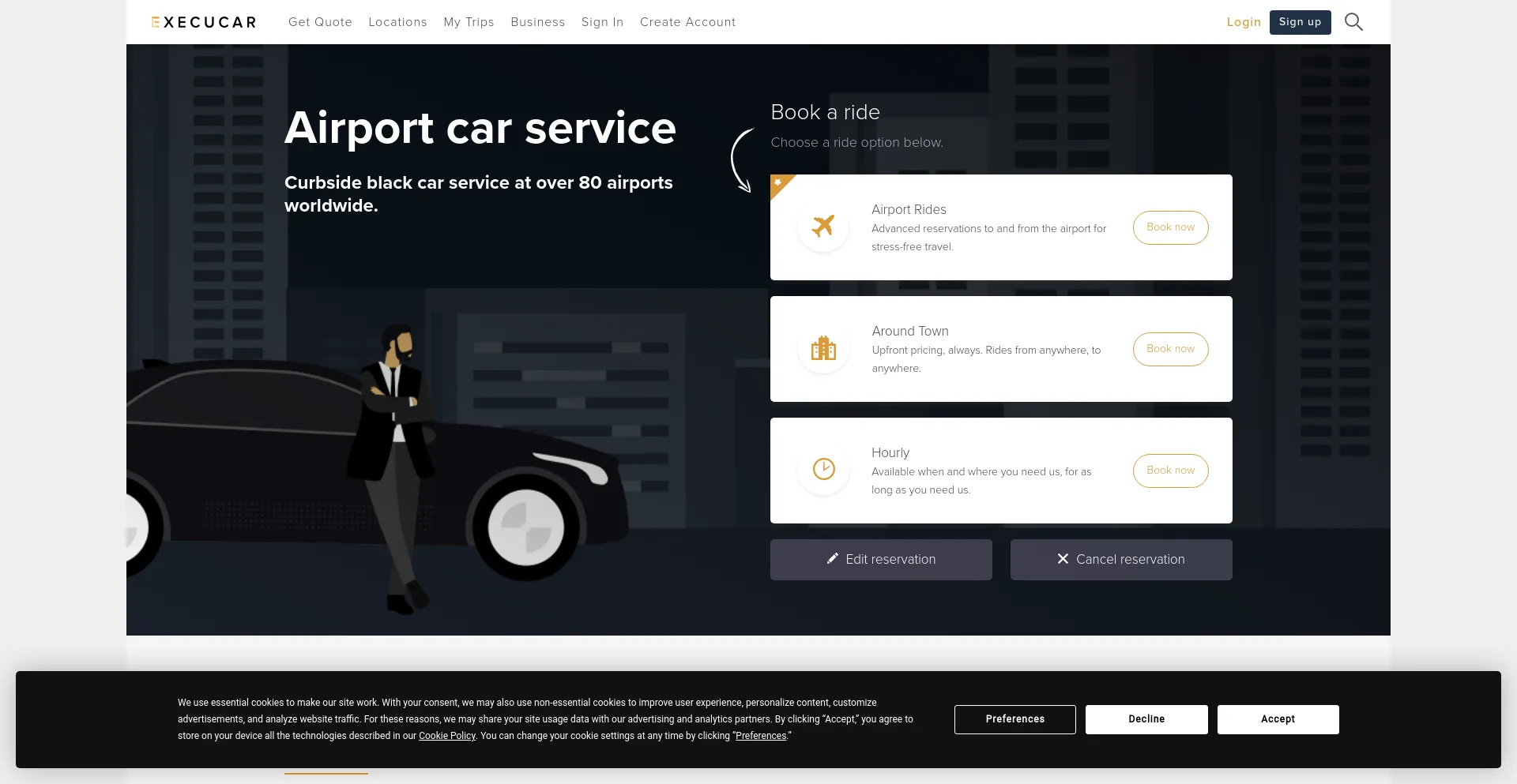 Screenshot of execucar.com homepage