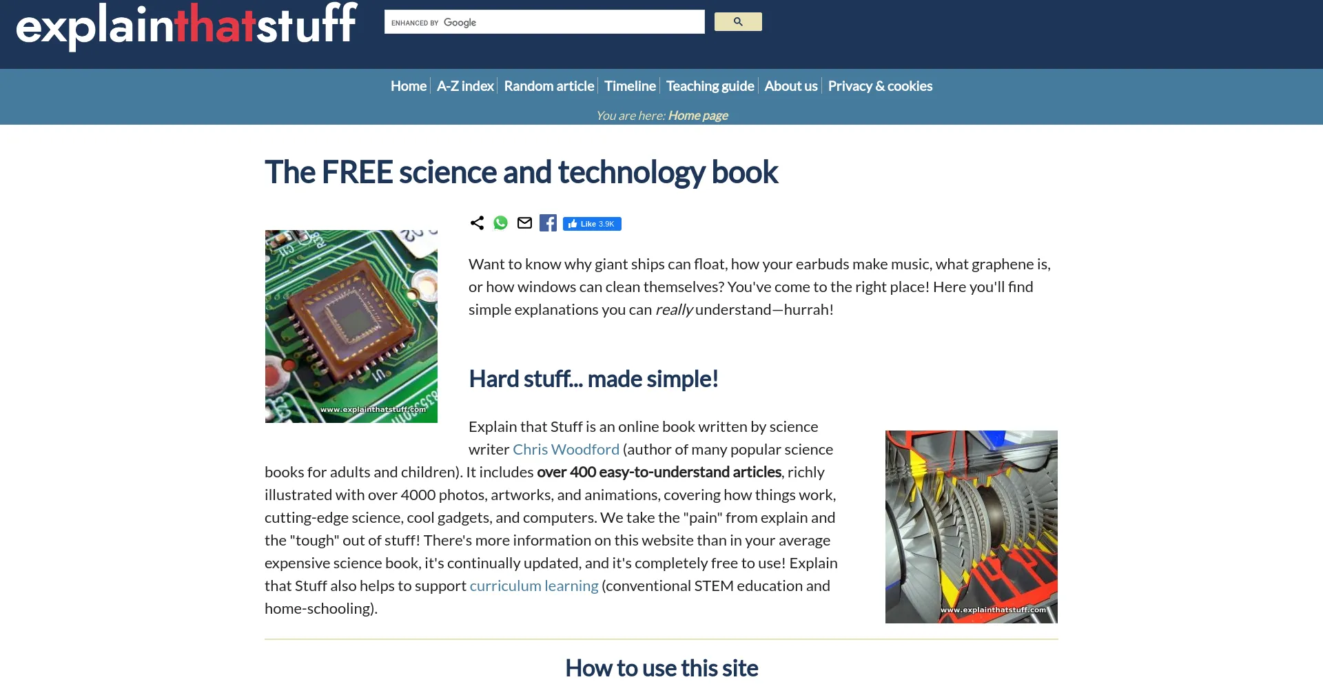 Screenshot of explainthatstuff.com homepage