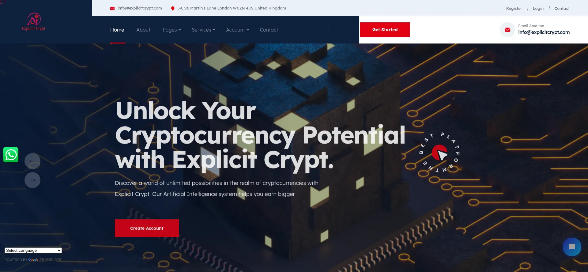 Screenshot of explicitcrypt.com homepage