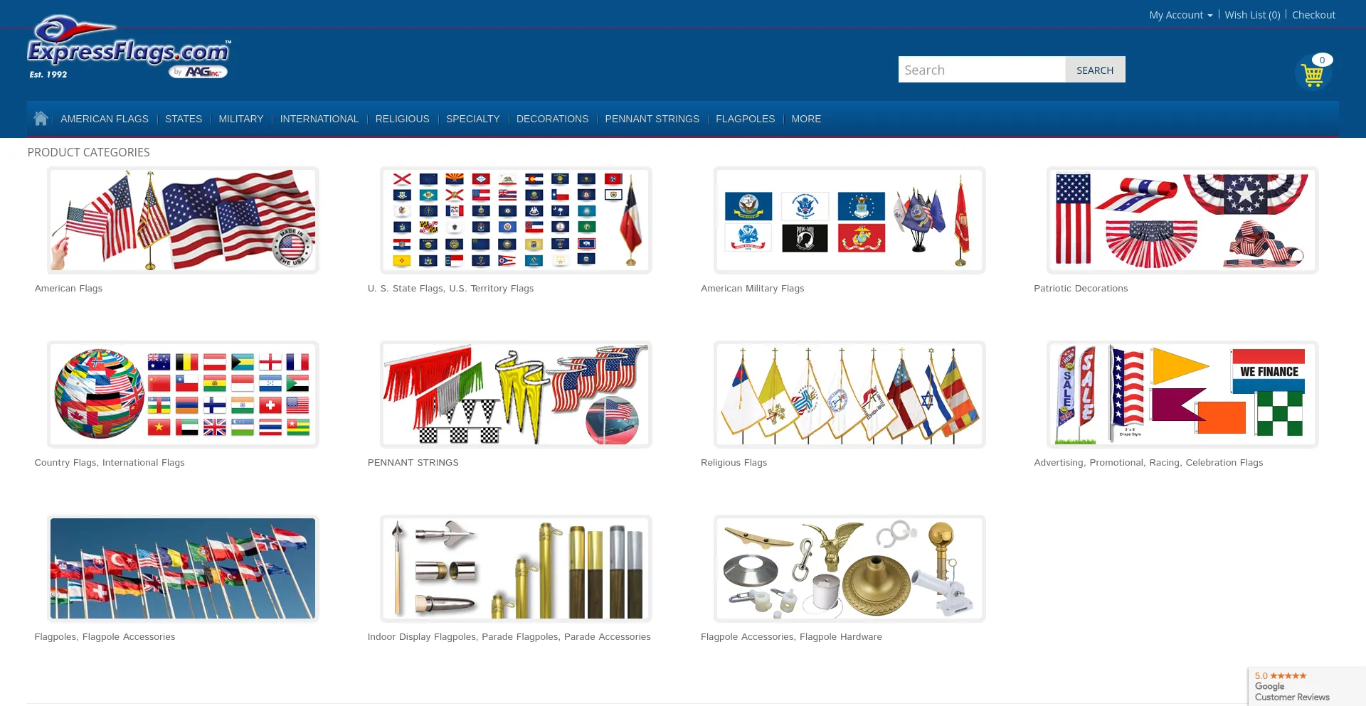 Screenshot of expressflags.com homepage