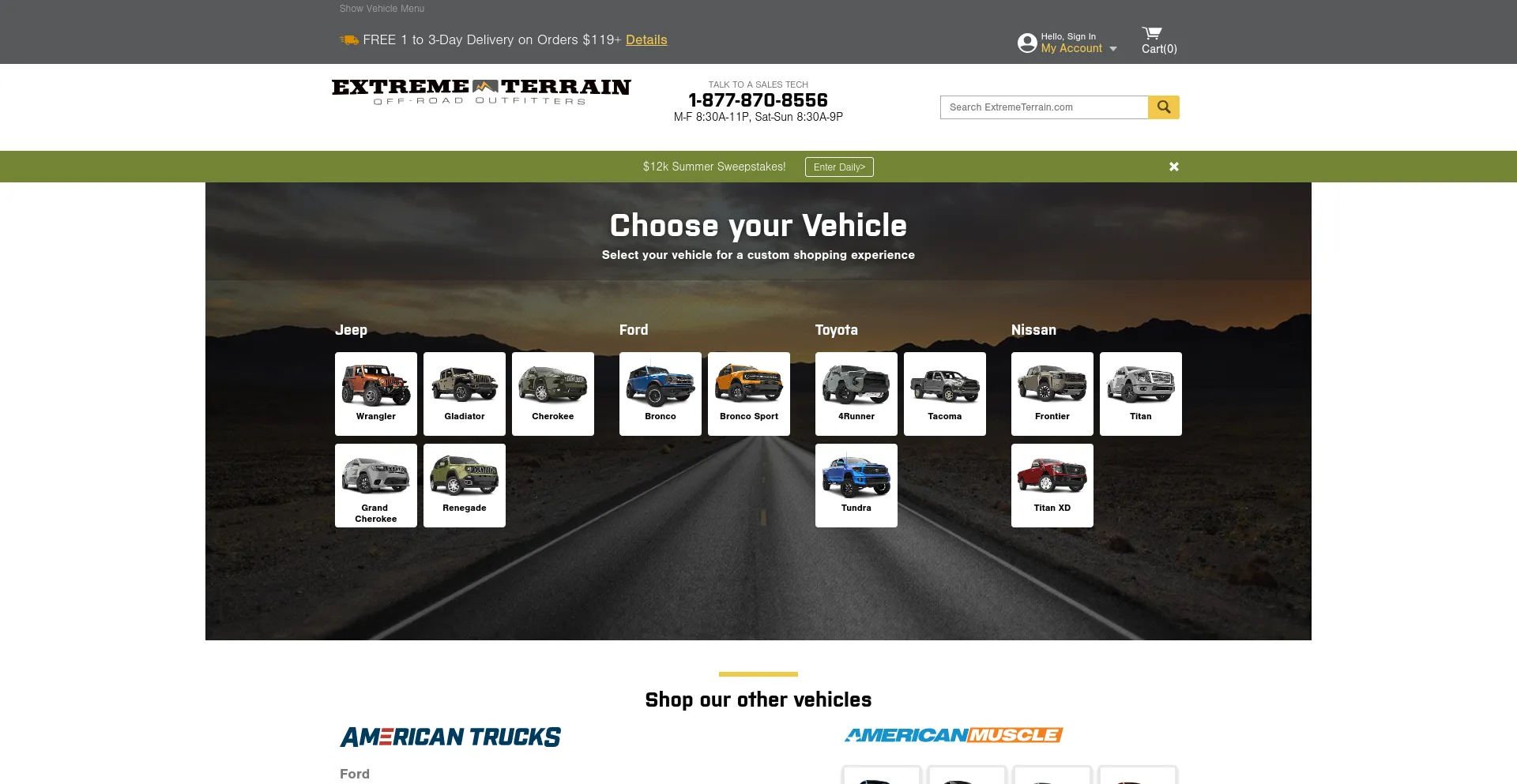 Screenshot of extremeterrain.com homepage