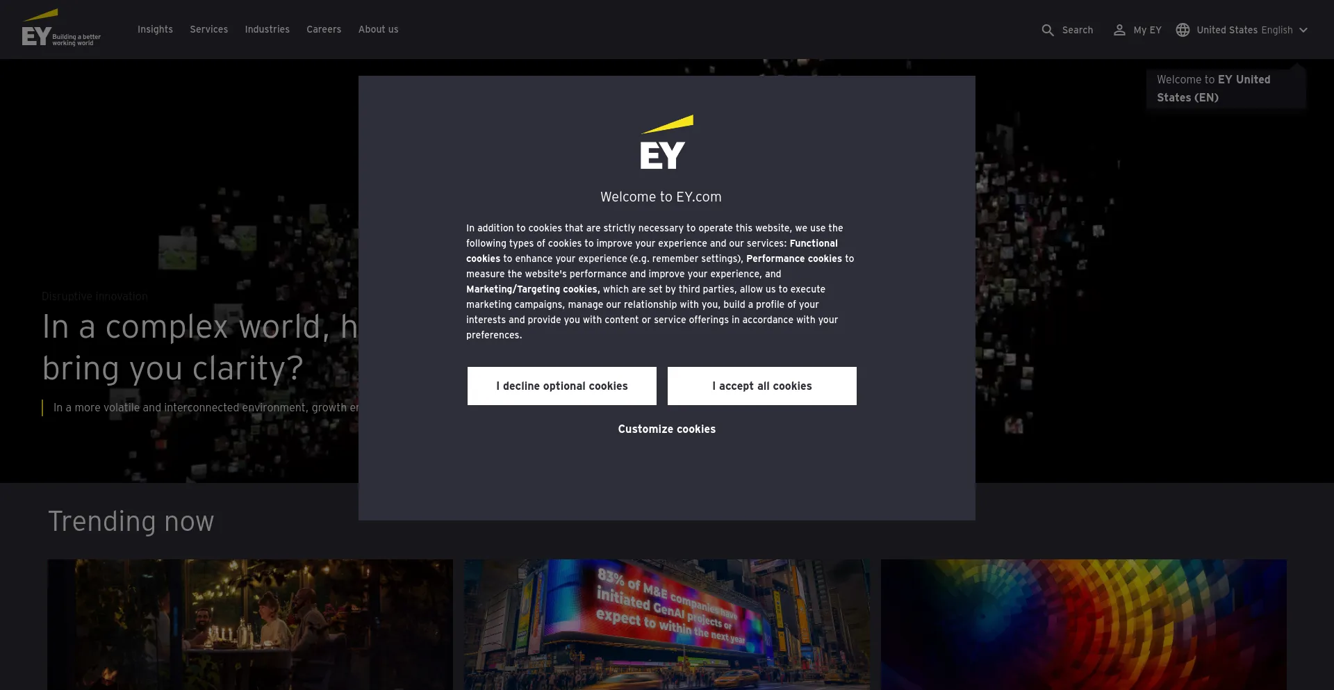 Screenshot of ey.com homepage