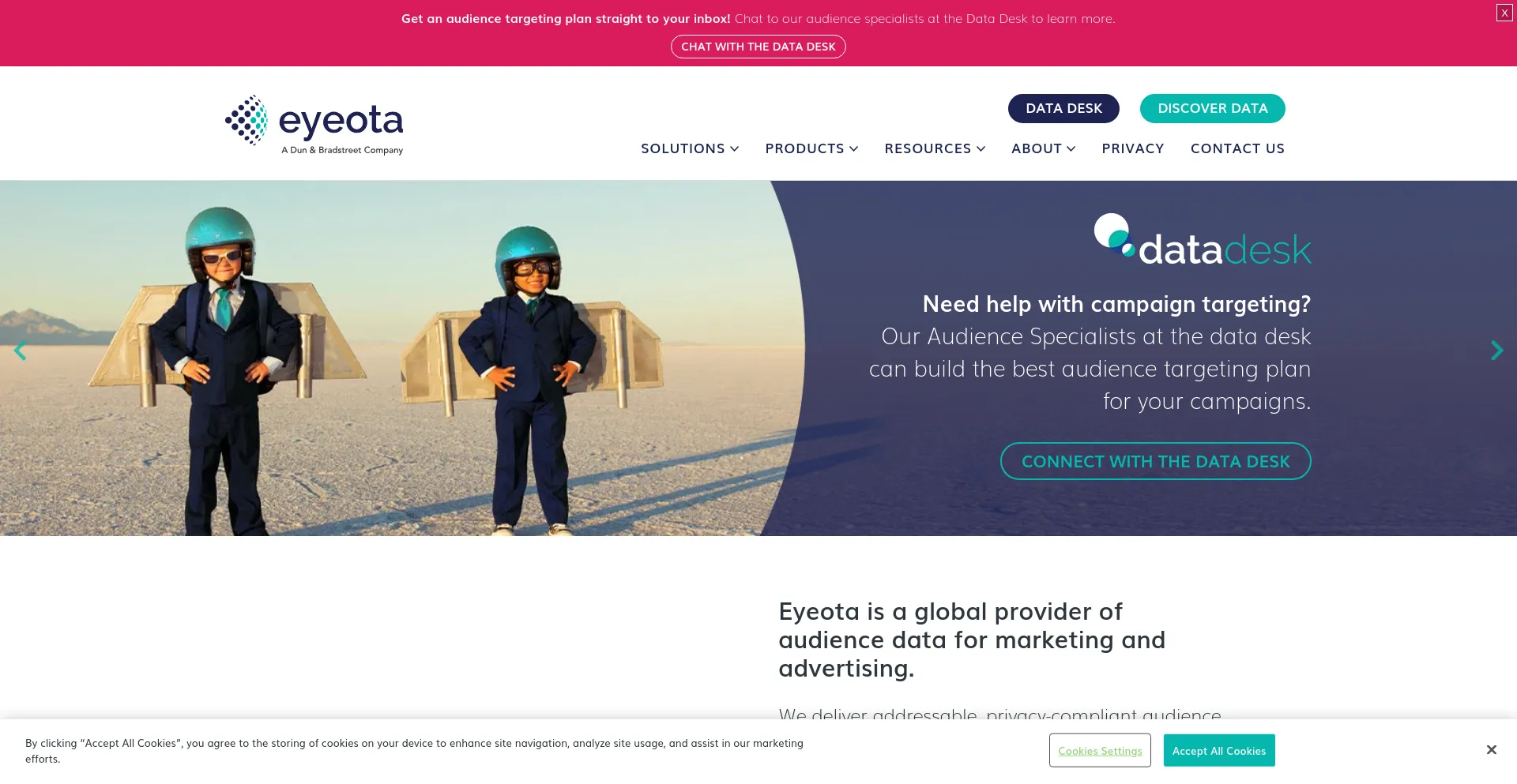 Screenshot of eyeota.net homepage