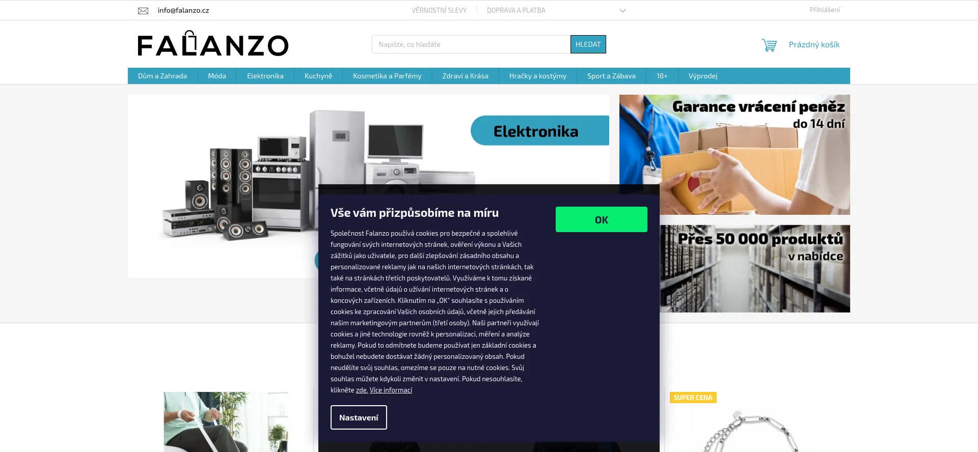 Screenshot of falanzo.cz homepage