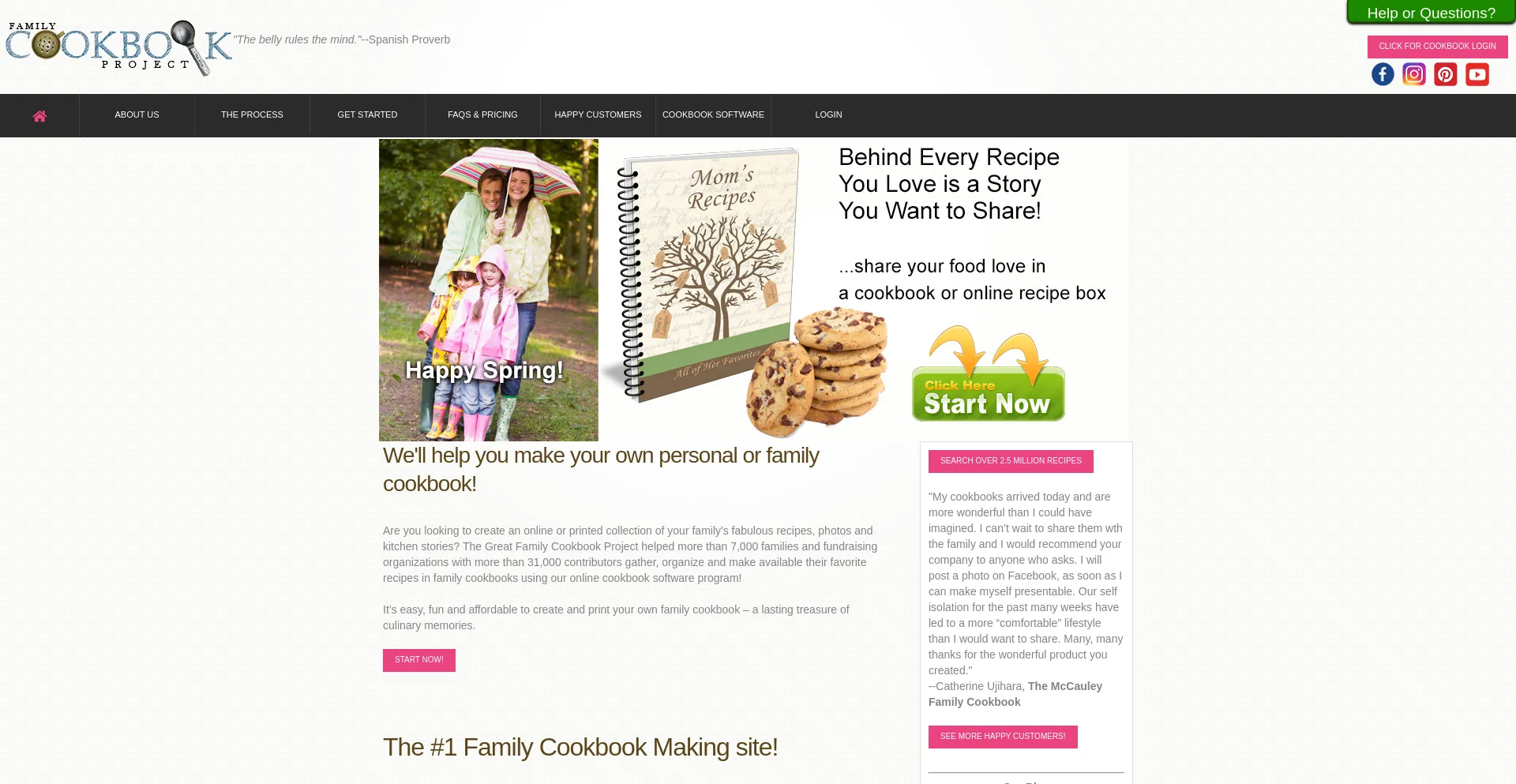 Screenshot of familycookbookproject.com homepage