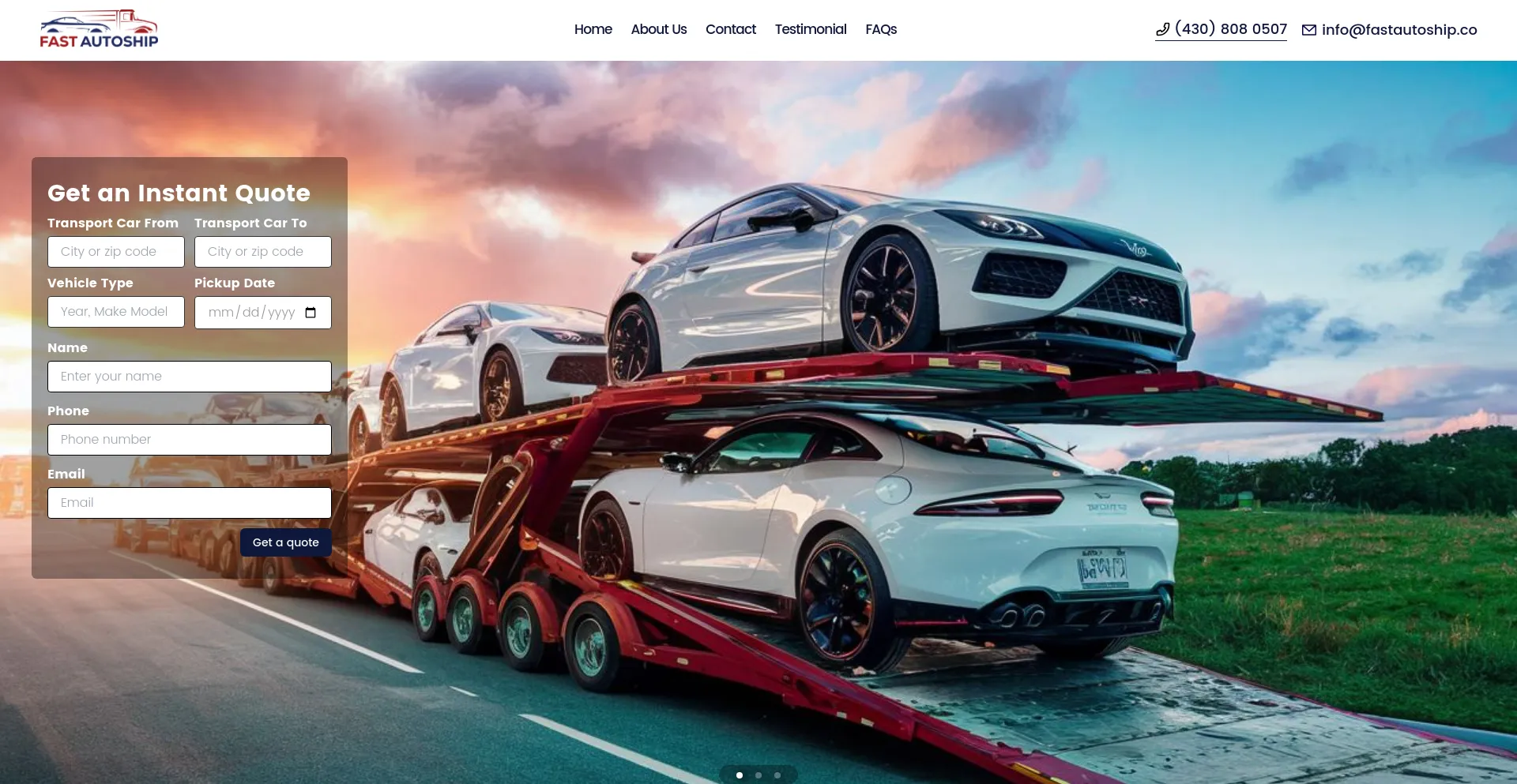 Screenshot of fastautoship.co homepage