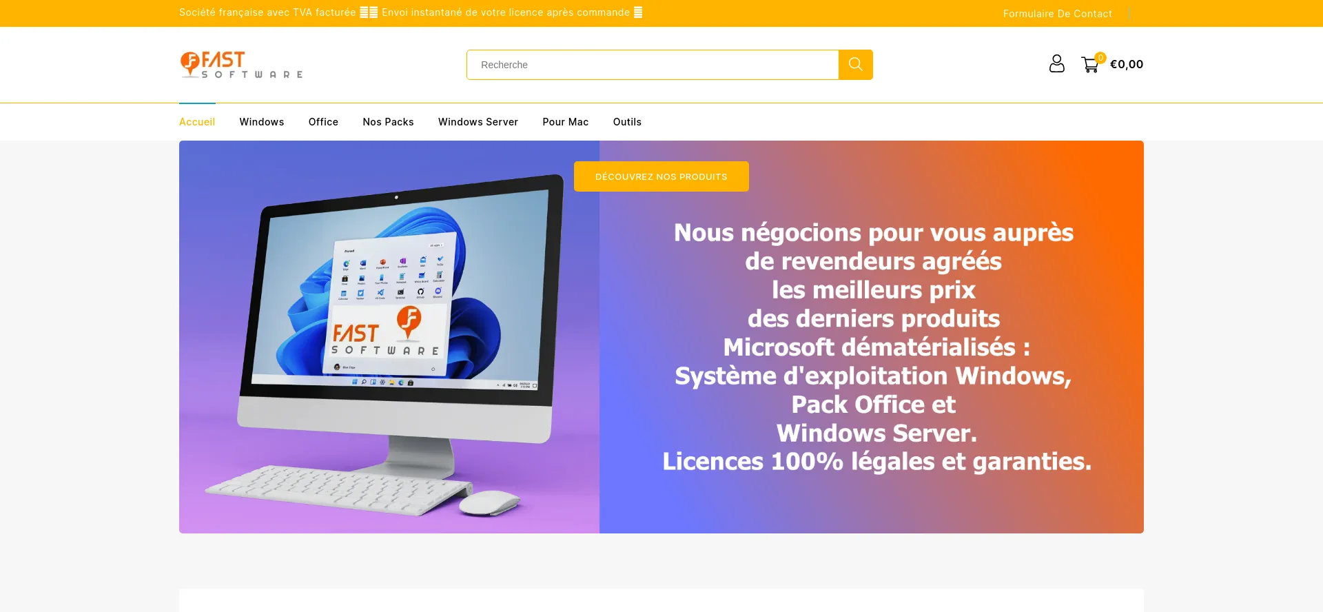 Screenshot of fastsoftware.fr homepage