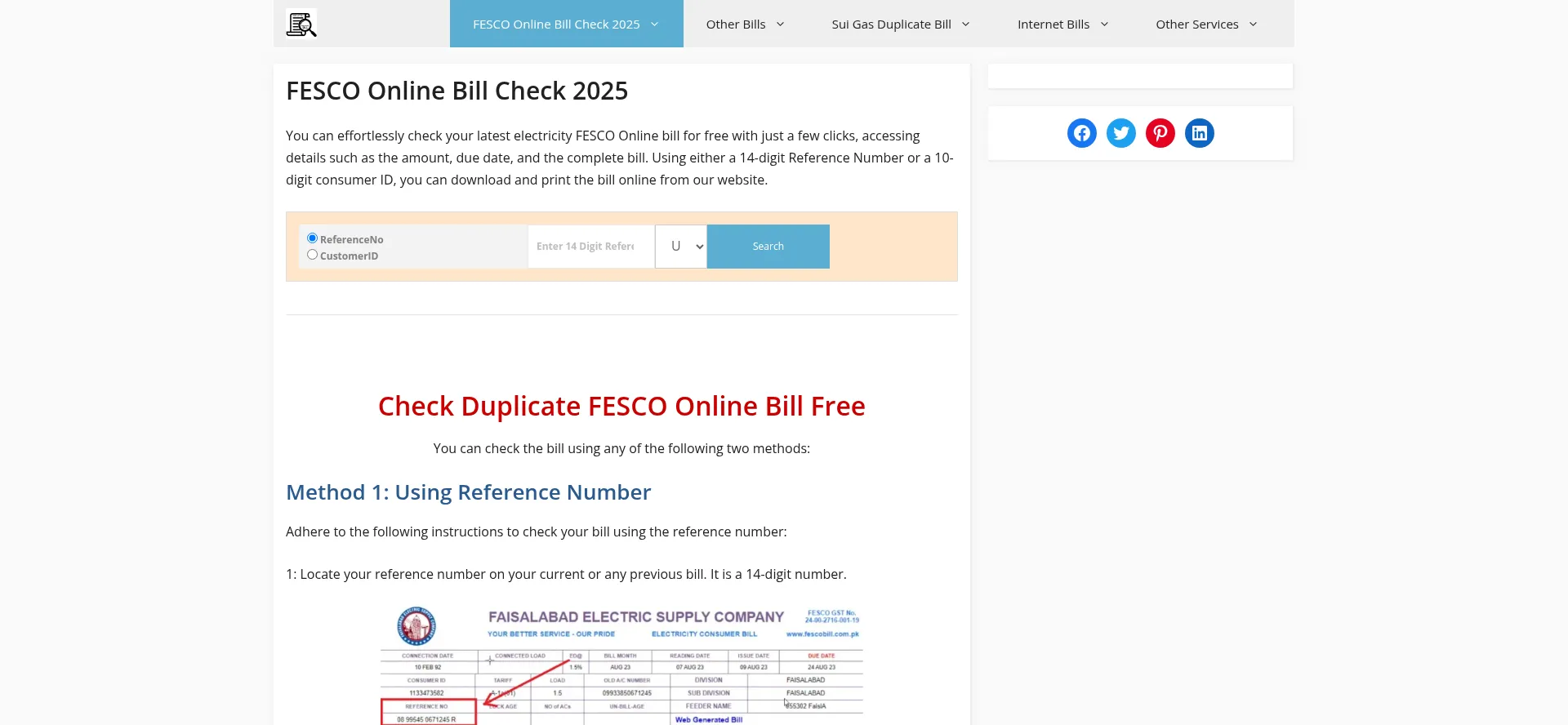 fescoonlinebillcheck.pk