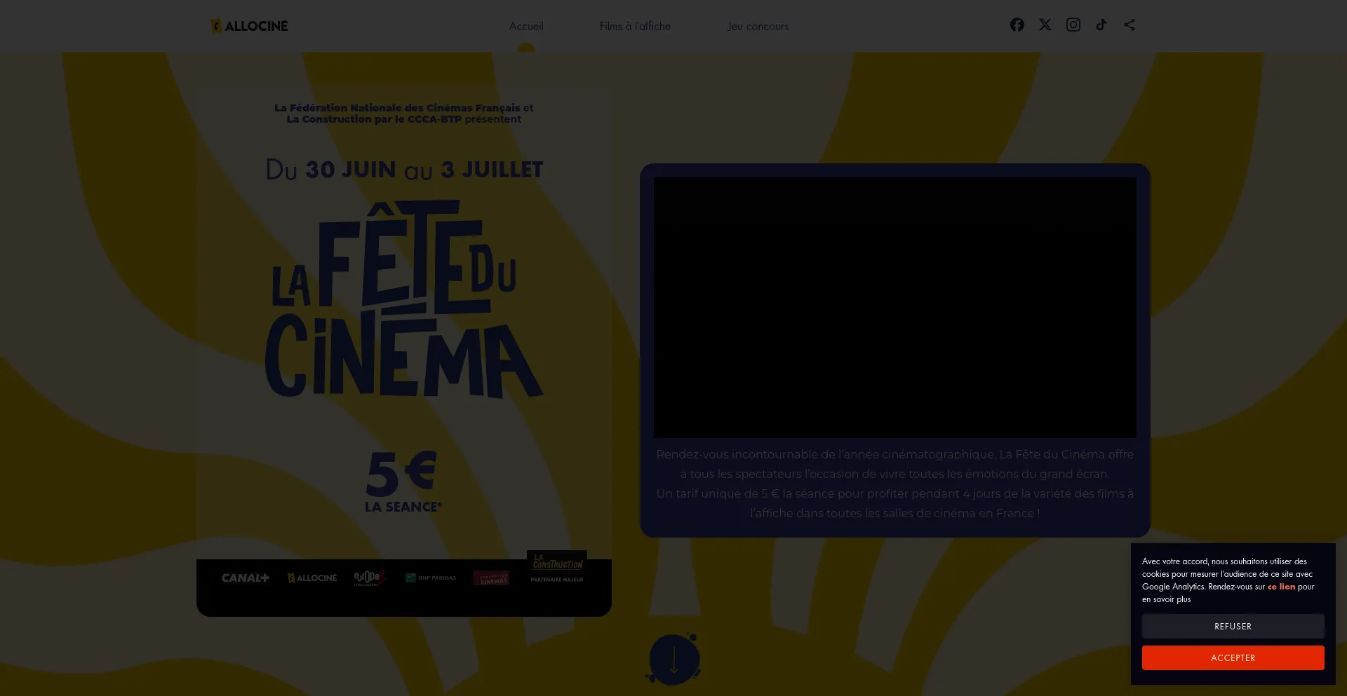 Screenshot of feteducinema.com homepage