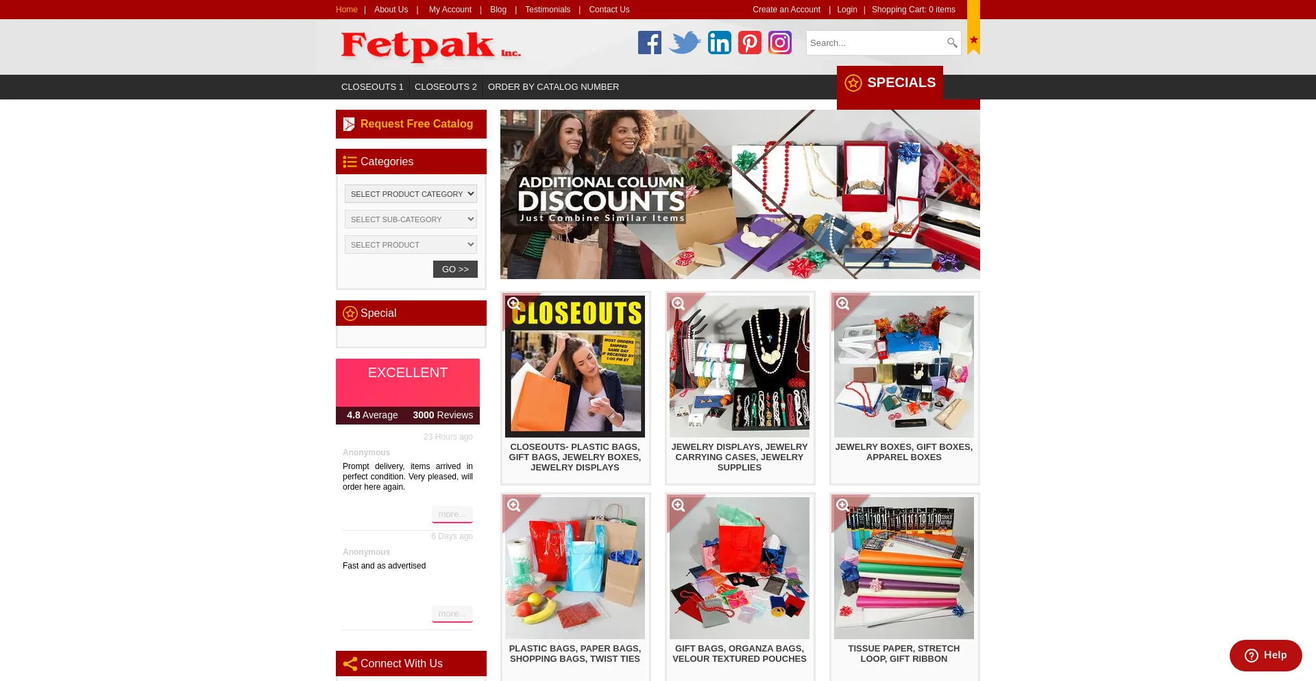 Screenshot of fetpak.com homepage