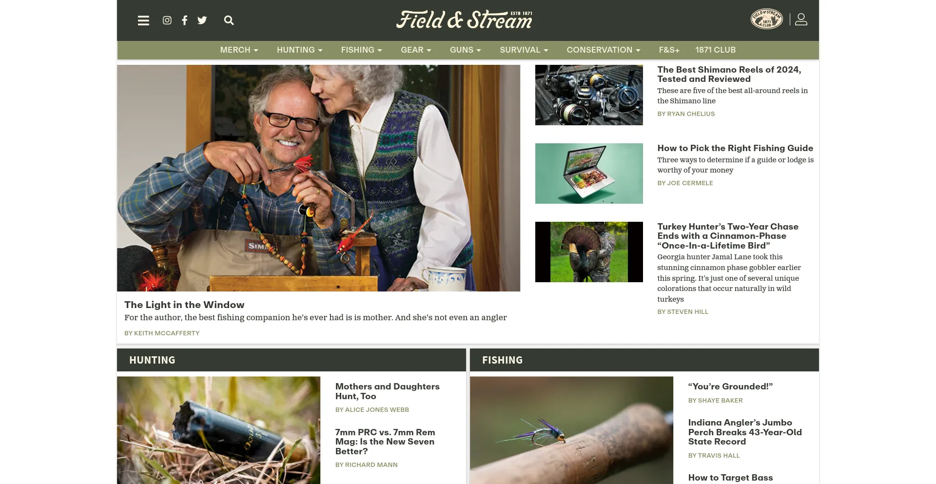 Screenshot of fieldandstream.com homepage