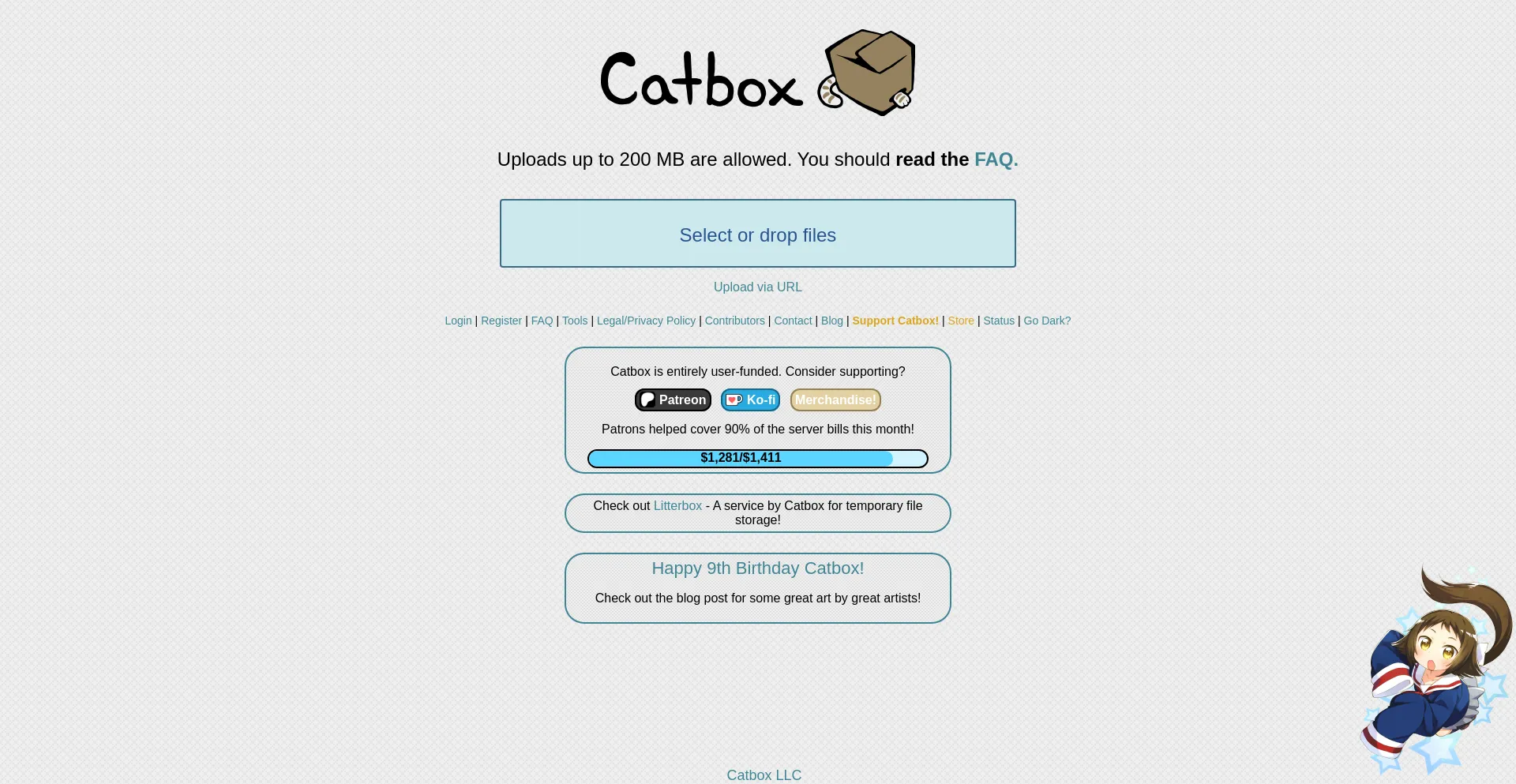 Screenshot of files.catbox.moe homepage