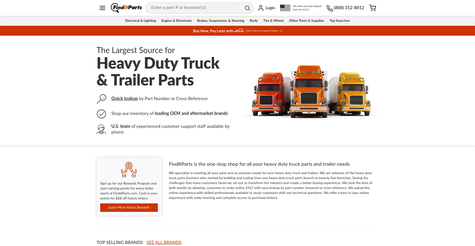 Screenshot of finditparts.com homepage