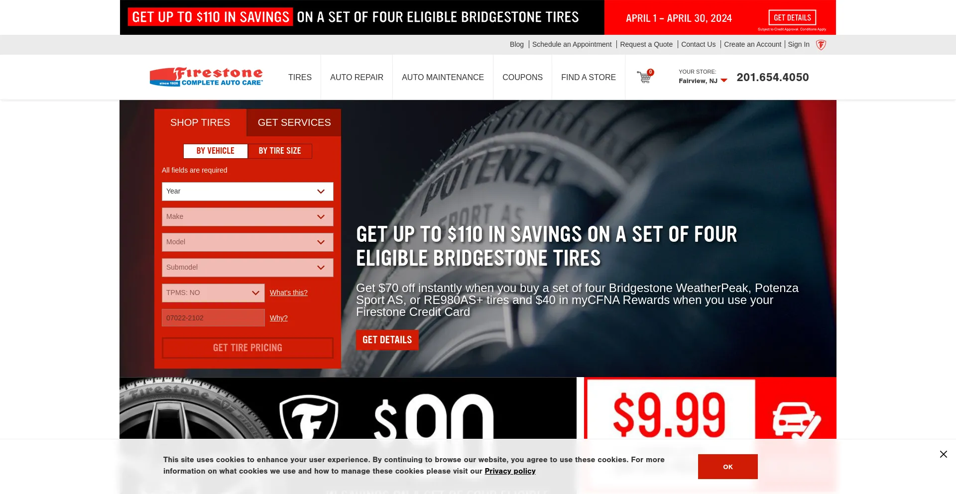 Screenshot of firestonecompleteautocare.com homepage