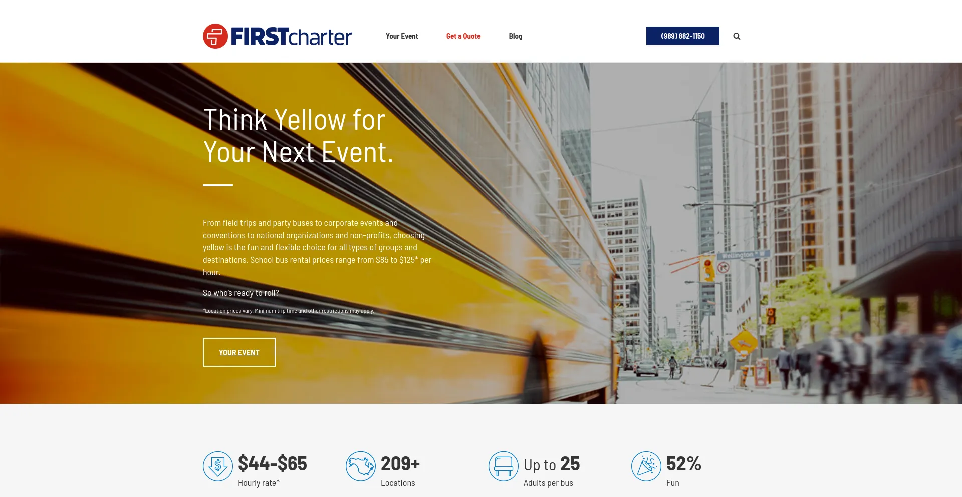 Screenshot of firstcharterbus.com homepage