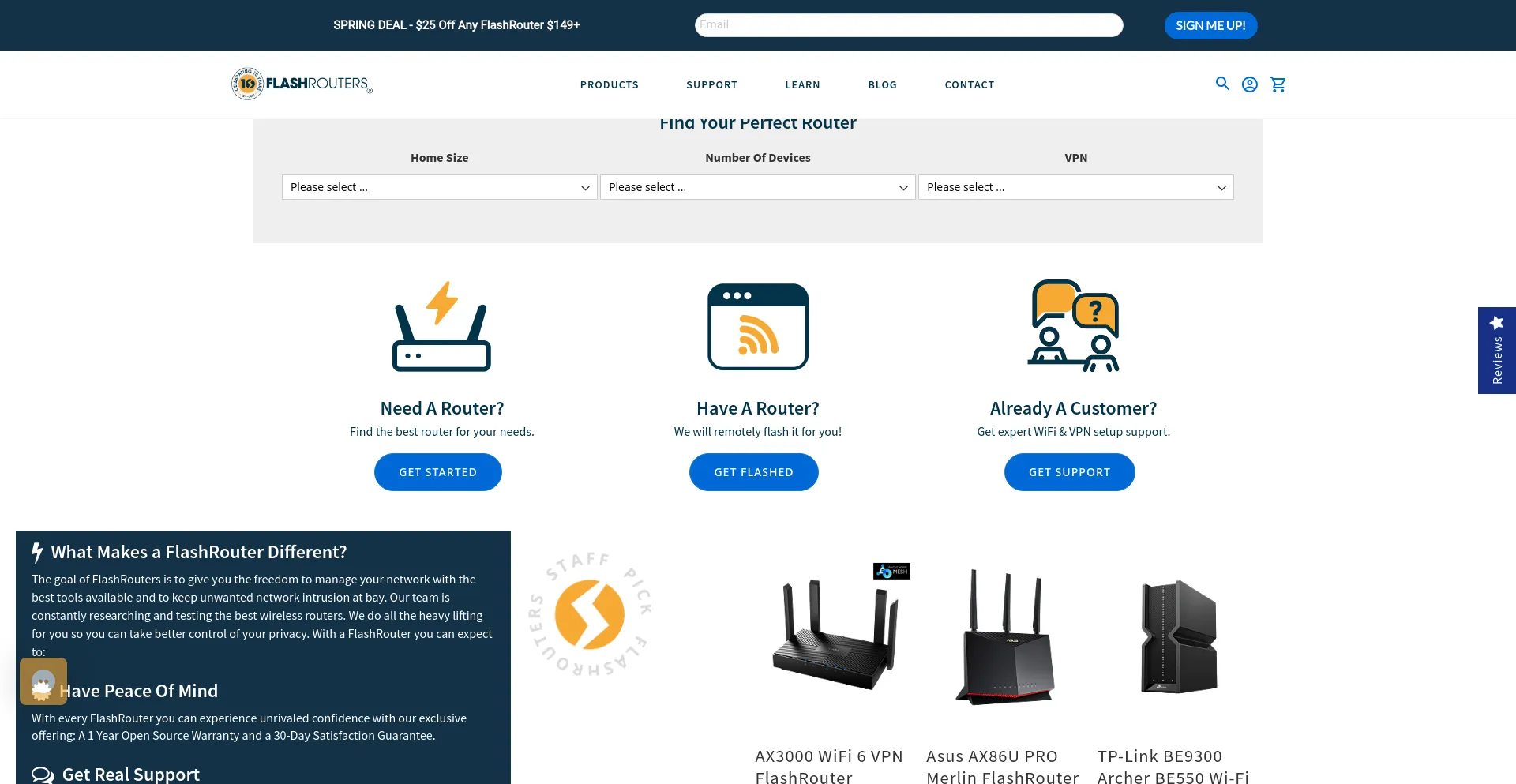 Screenshot of flashrouters.com homepage