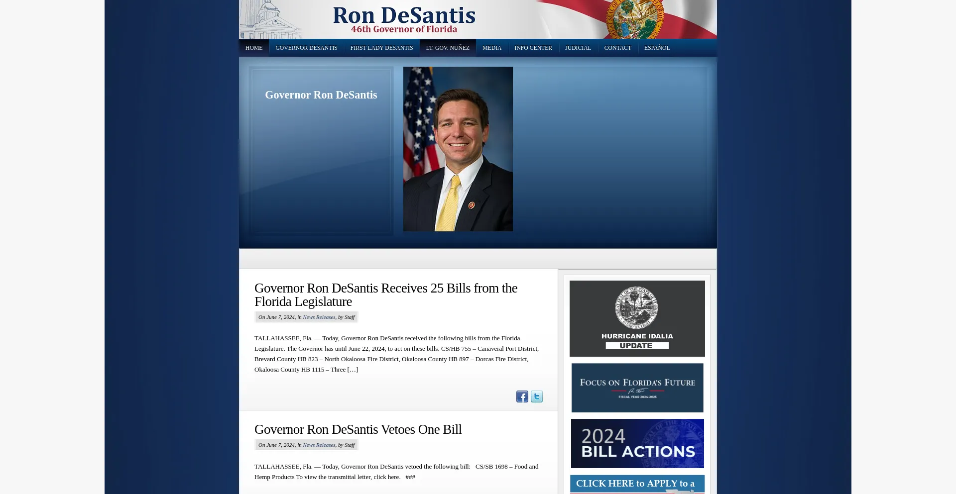 Screenshot of flgov.com homepage