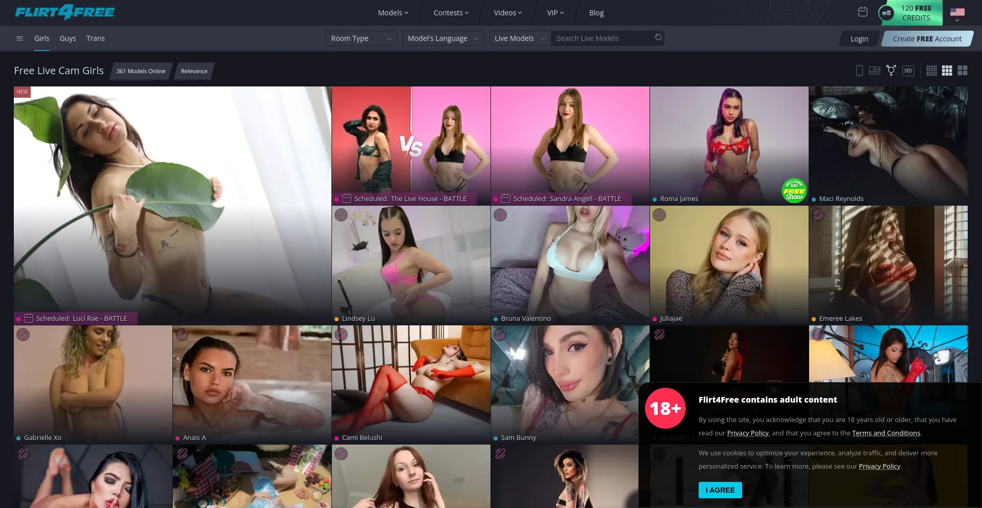 Screenshot of flirt4free.com homepage