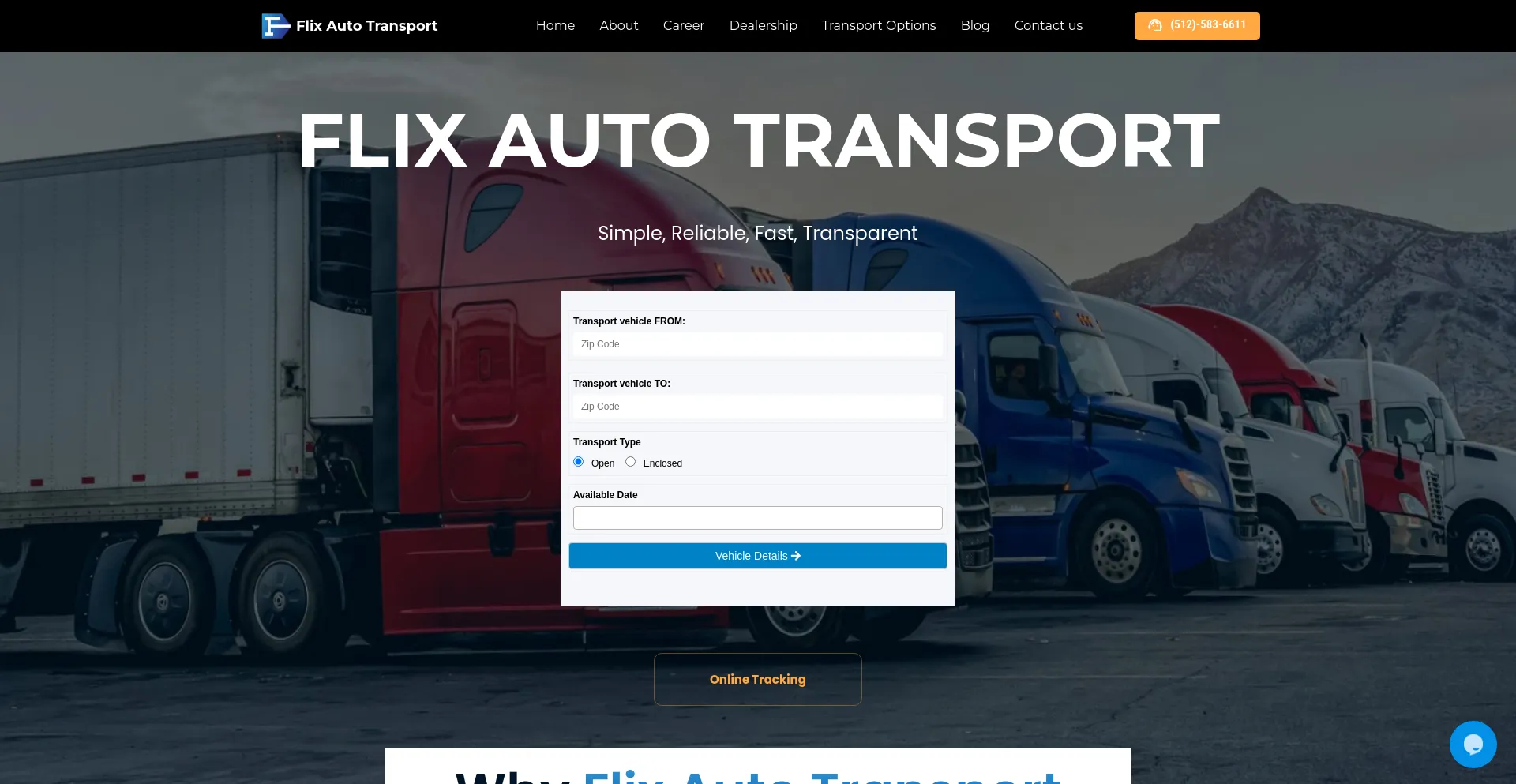 Screenshot of flixautotransport.com homepage