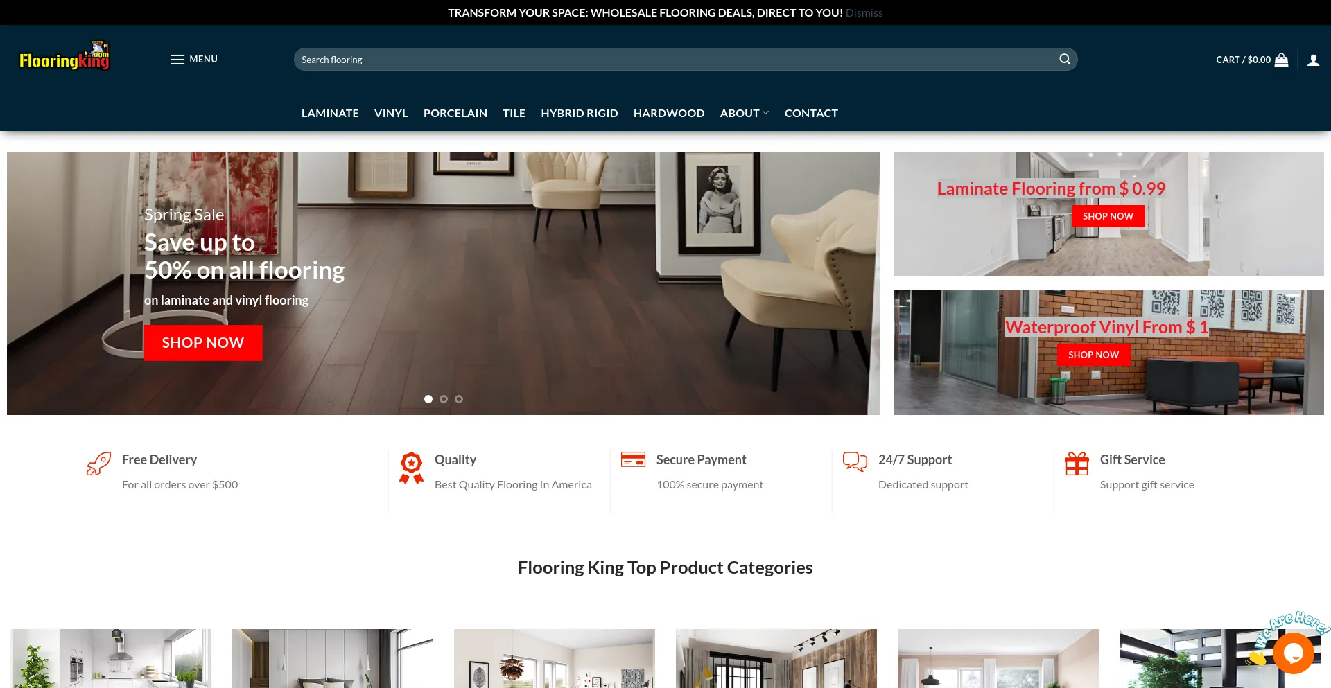 Screenshot of flooringkingonline.com homepage