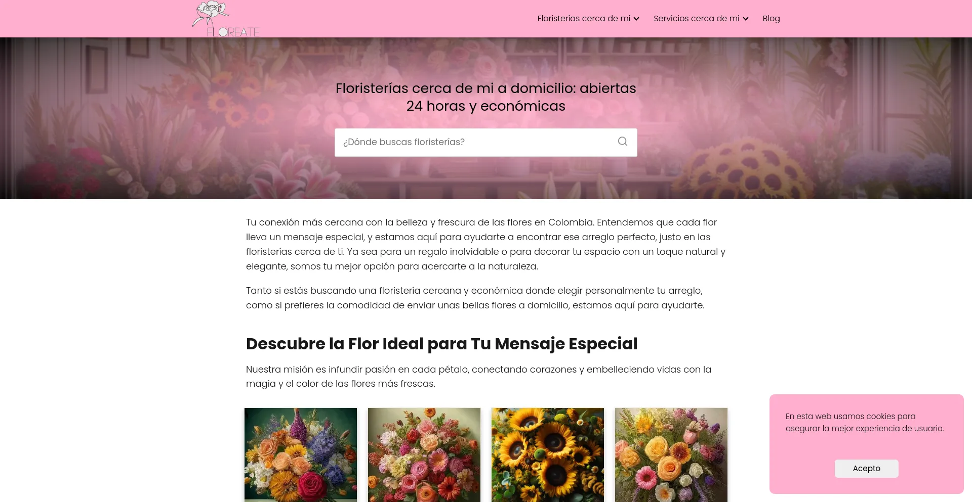 Screenshot of floreate.com.co homepage