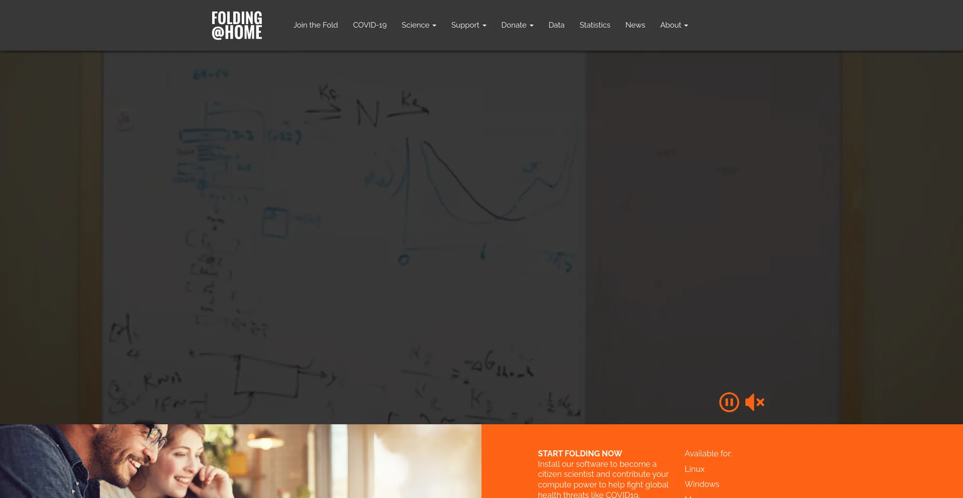 Screenshot of foldingathome.org homepage