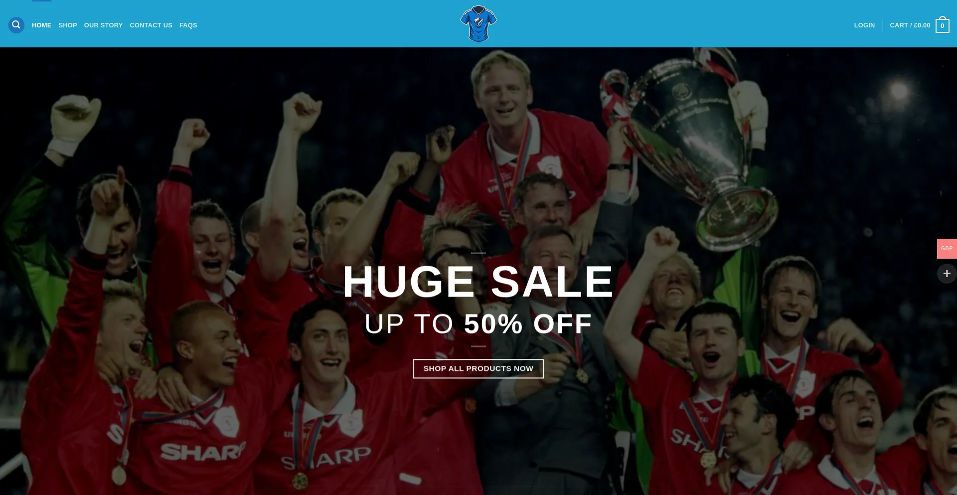 Screenshot of footballretros.com homepage