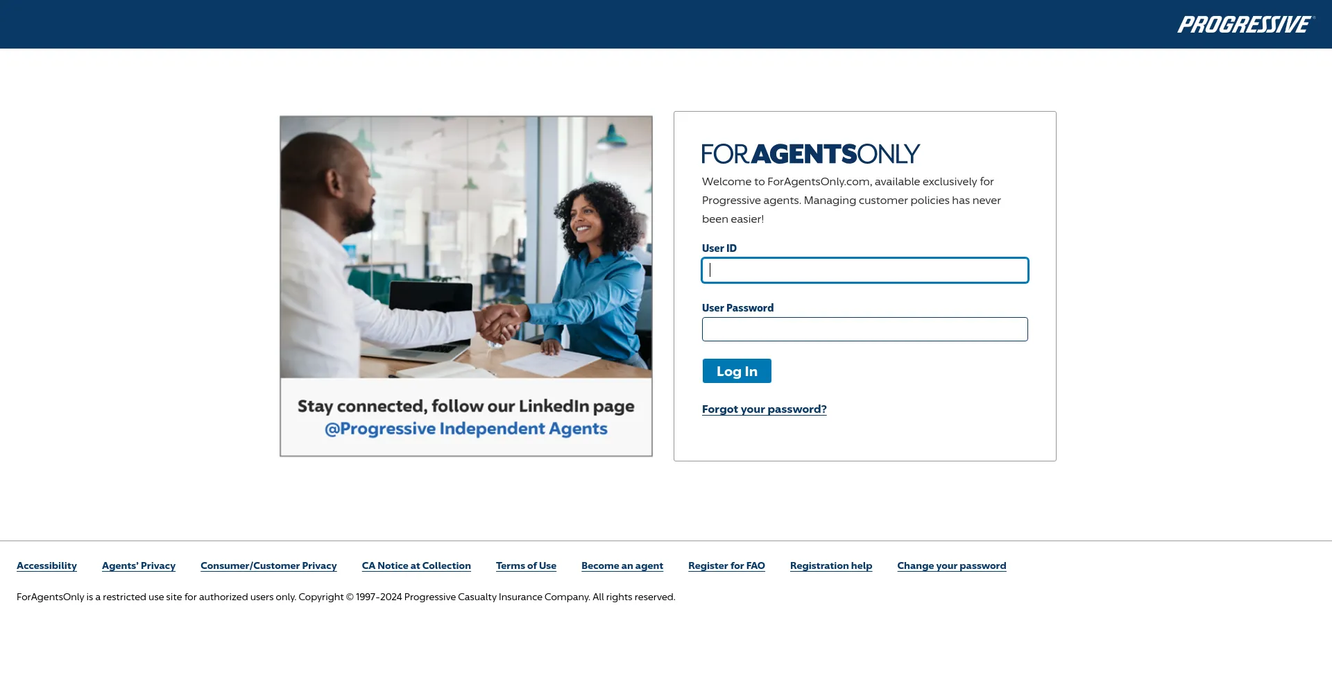 Screenshot of foragentsonly.com homepage