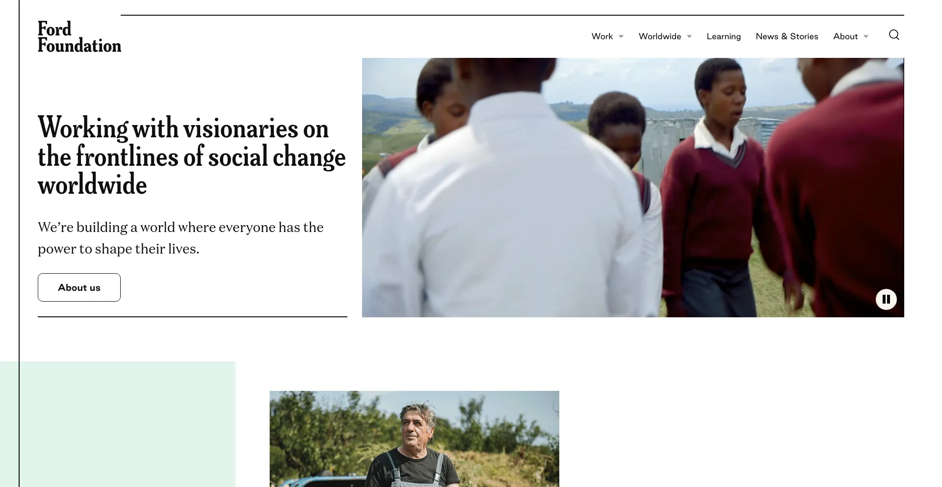 Screenshot of fordfoundation.org homepage