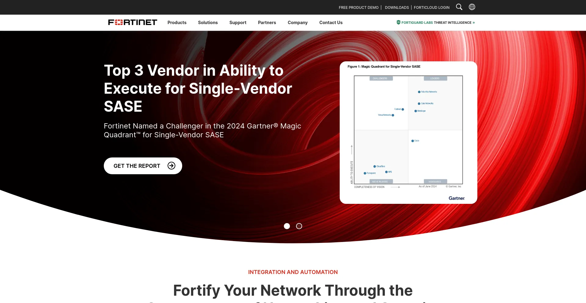 Screenshot of fortinet.com homepage