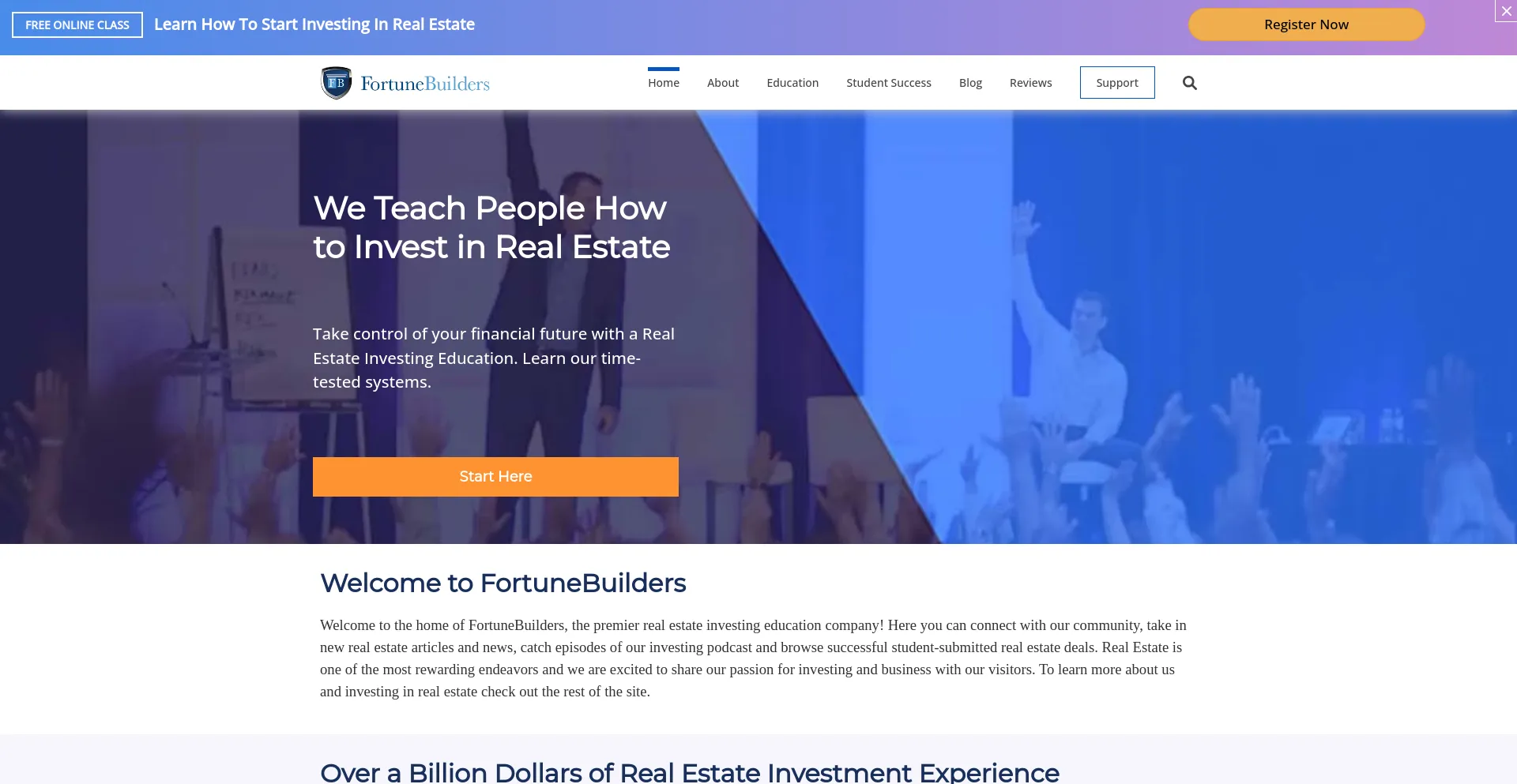 Screenshot of fortunebuilders.com homepage