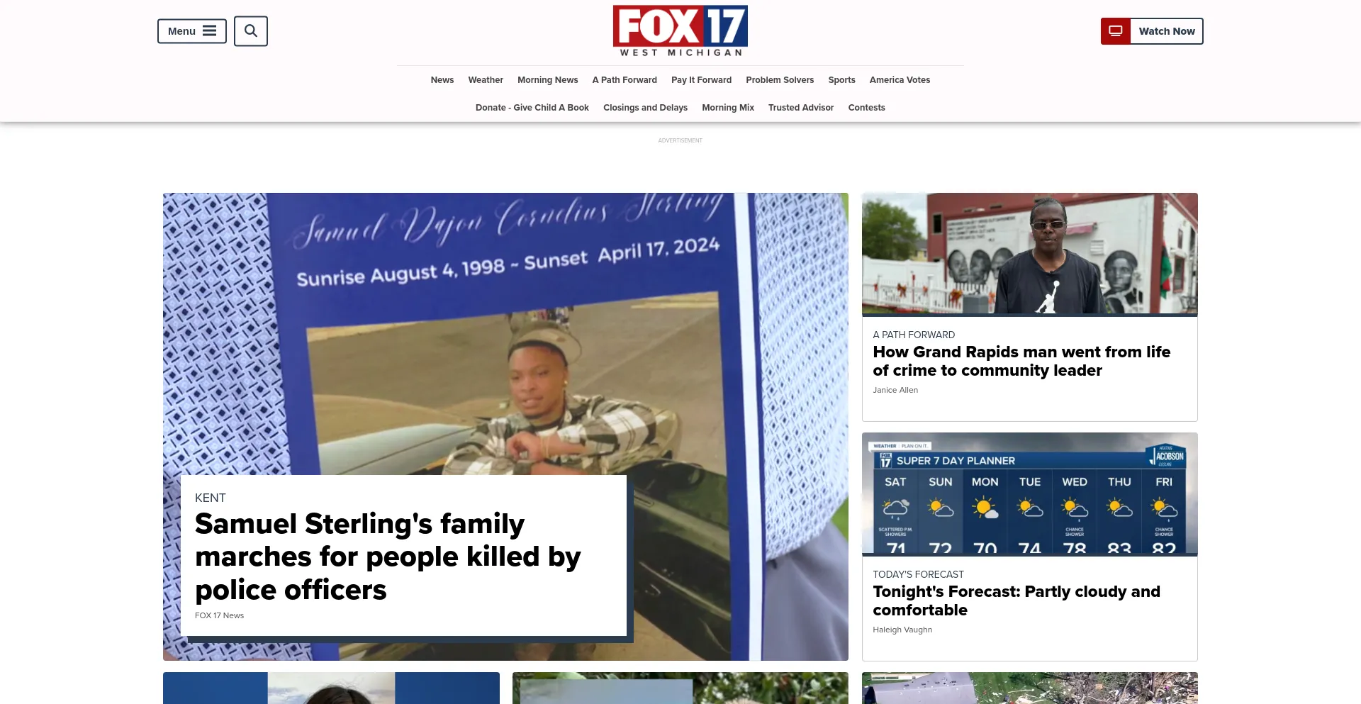 Screenshot of fox17online.com homepage