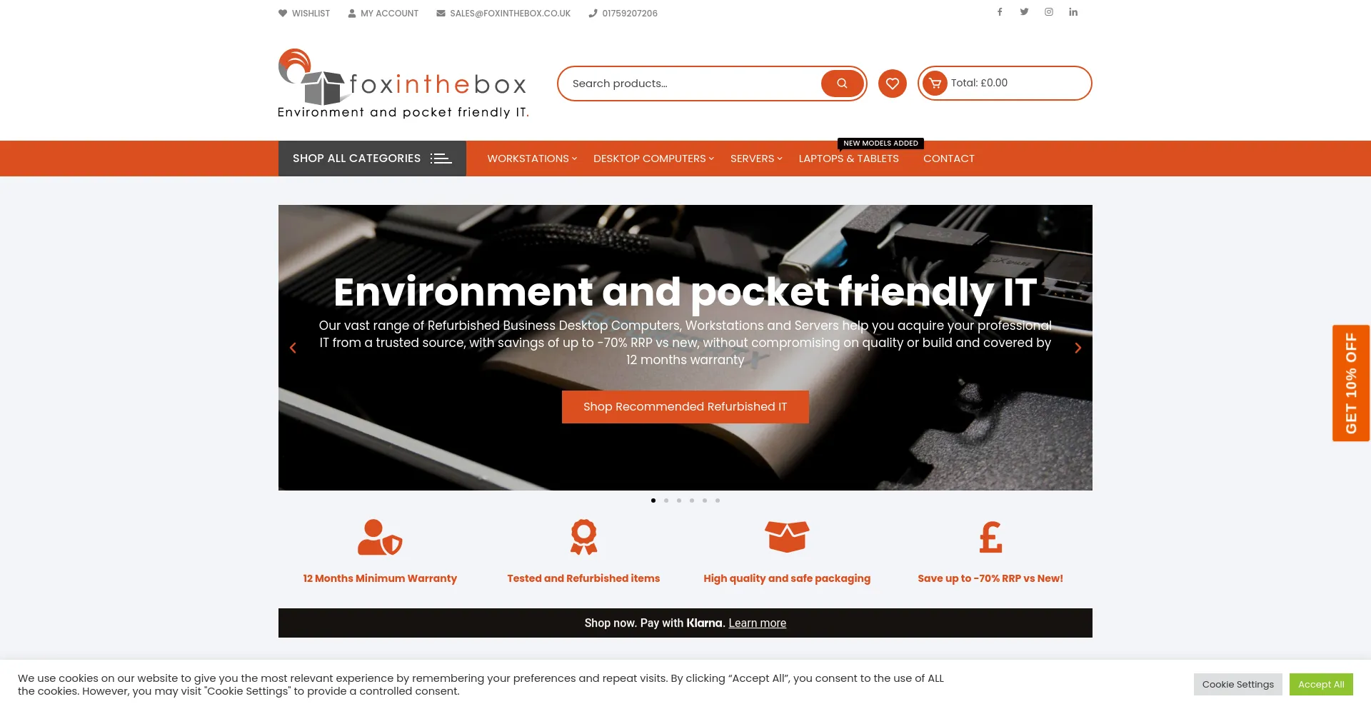 Screenshot of foxinthebox.co.uk homepage