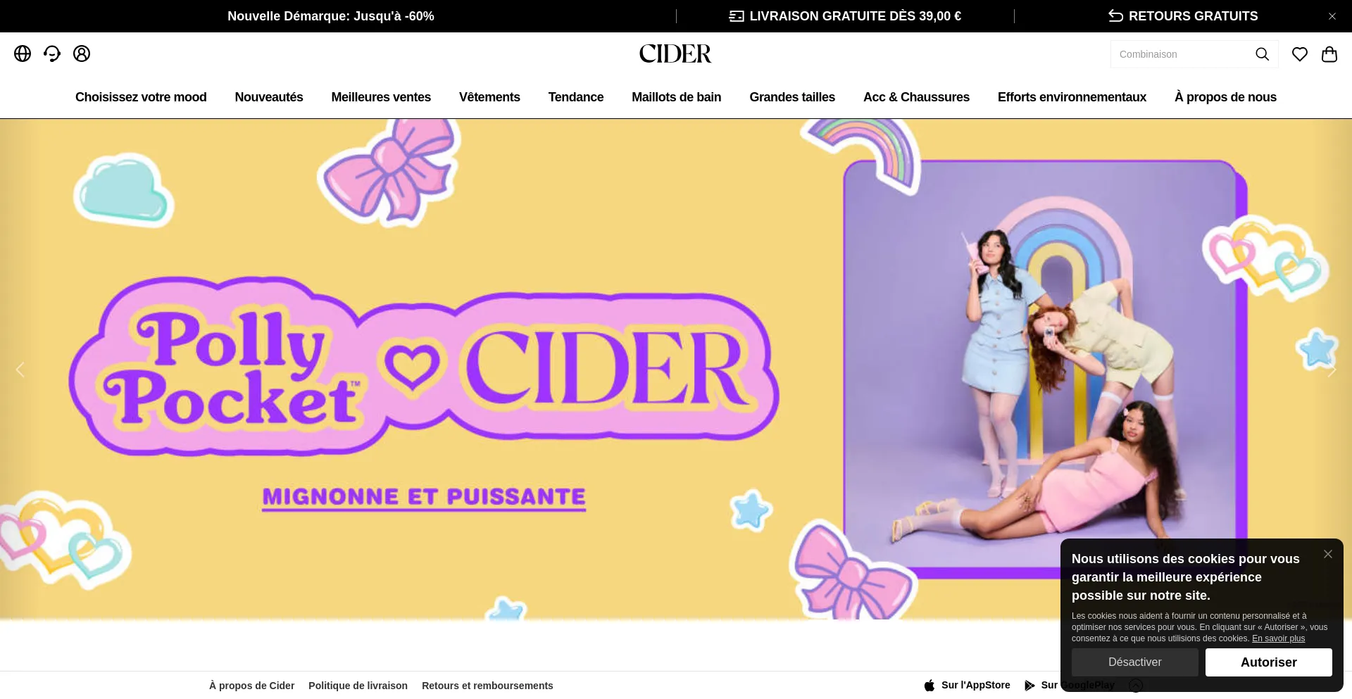 Screenshot of fr-m.shopcider.com homepage