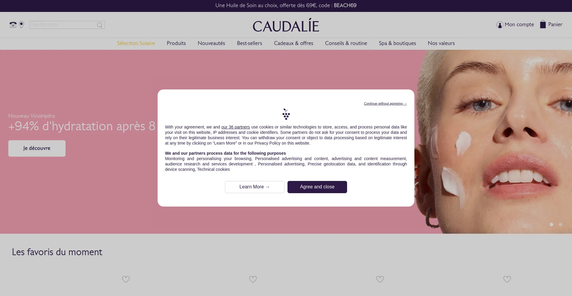 Screenshot of fr.caudalie.com homepage