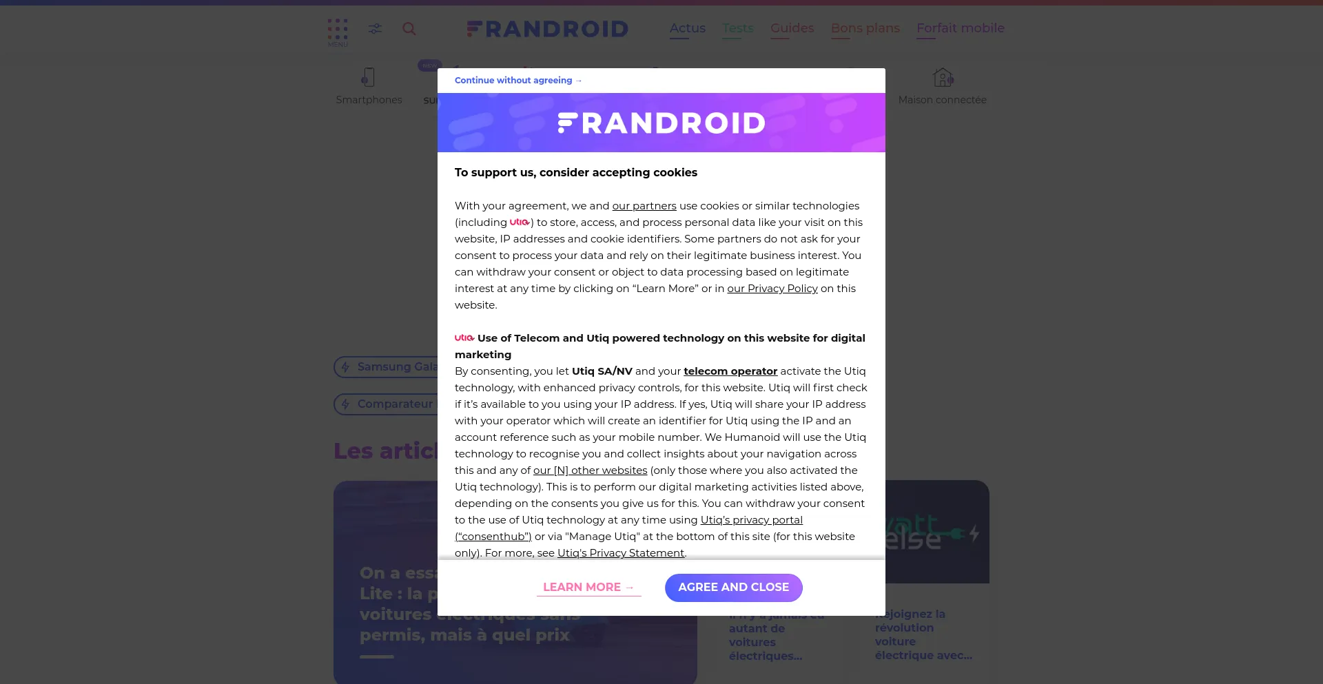 Screenshot of frandroid.com homepage