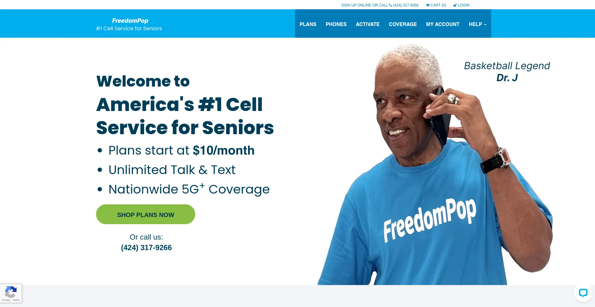 Screenshot of freedompop.com homepage